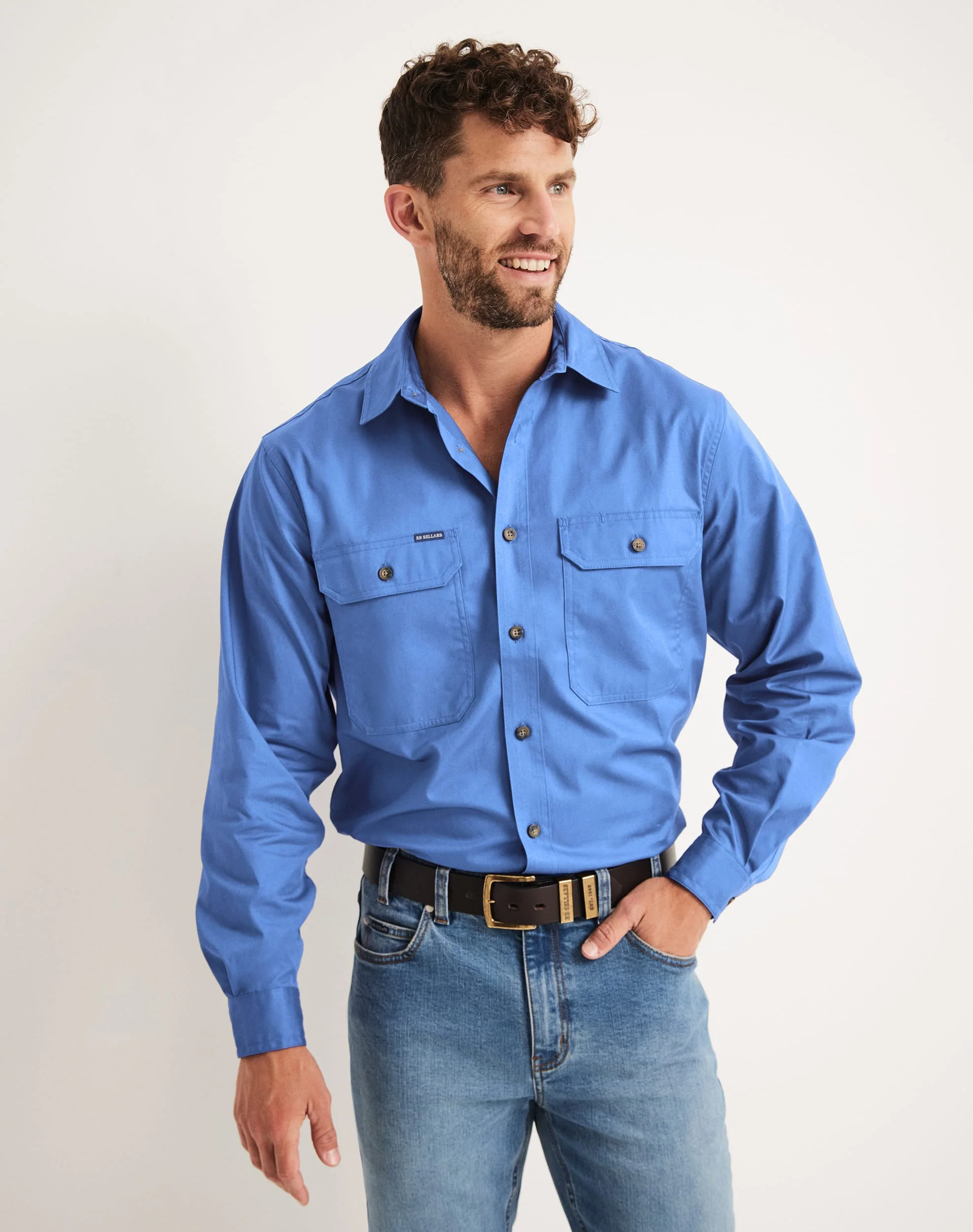 Burton Workshirt - Full Button Long Sleeve Light Weight - Australian Cotton