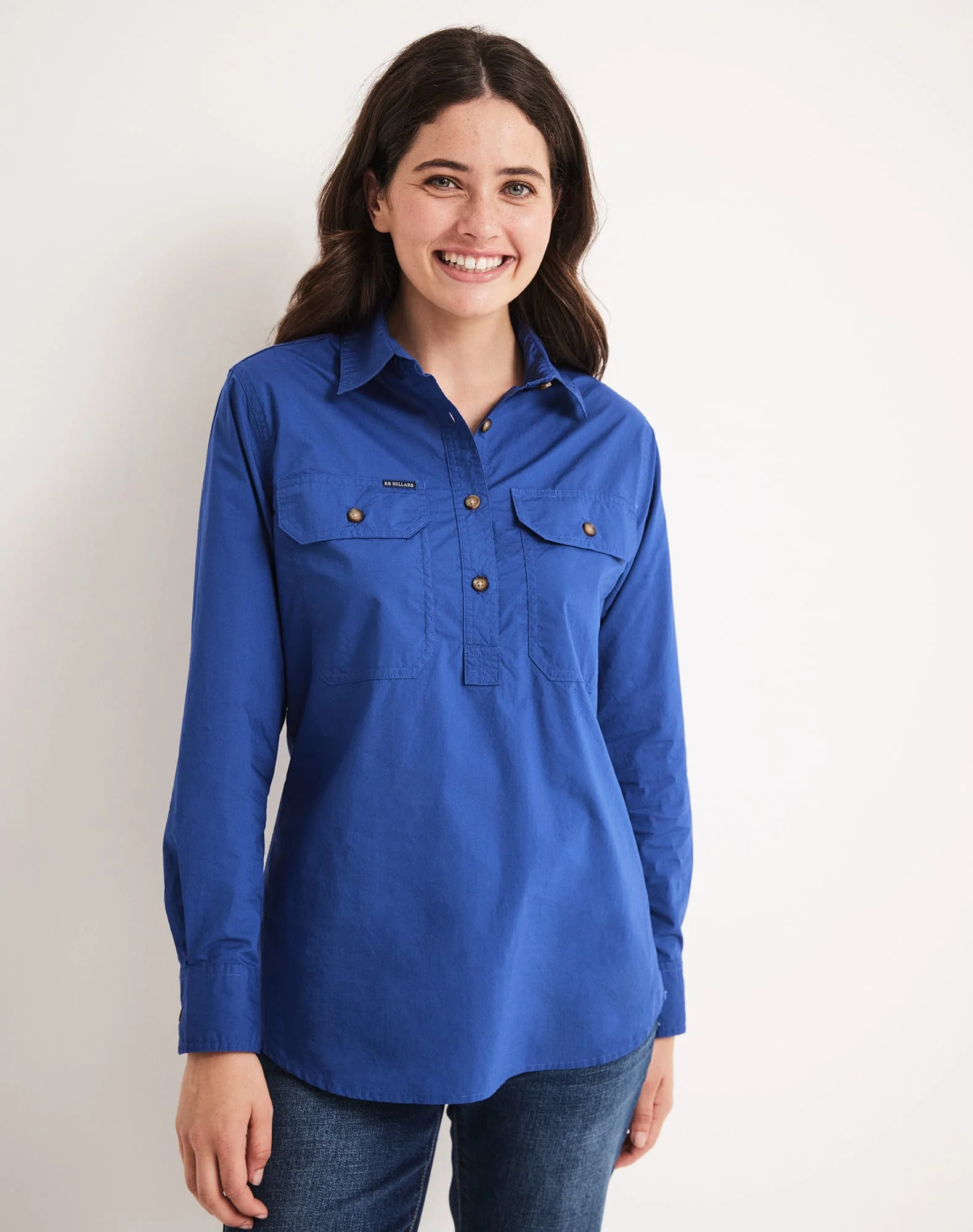 Sandy Workshirt - Half Button Long Sleeve Light Weight - Australian Cotton