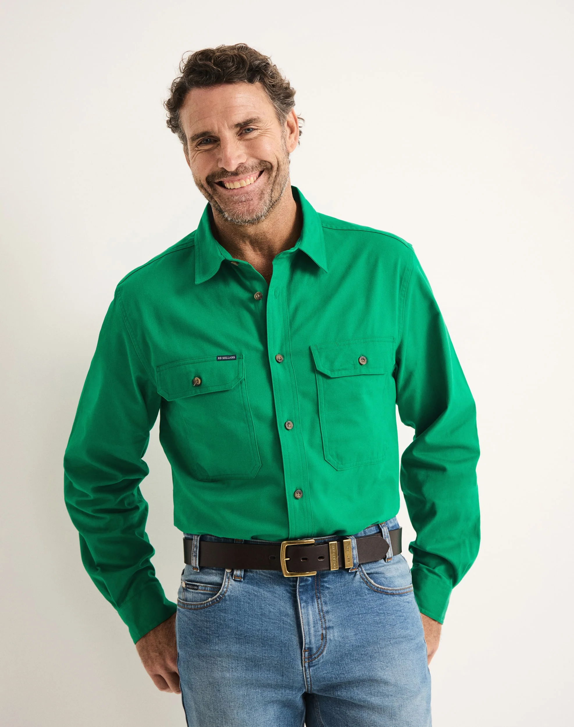 Burton Workshirt - Full Button Long Sleeve Mid Weight - Australian Cotton