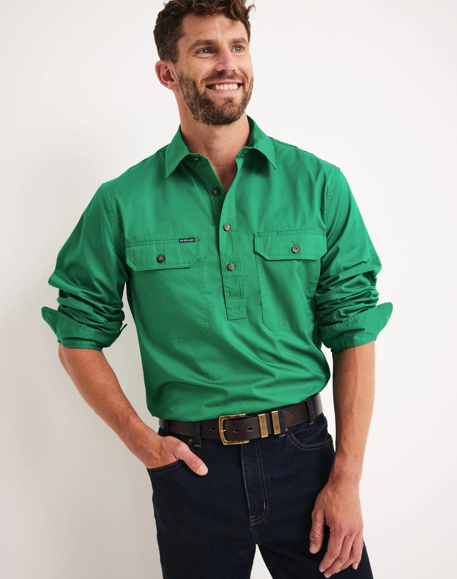 Burton Workshirt - Half Button Long Sleeve Mid Weight - Australian Cotton