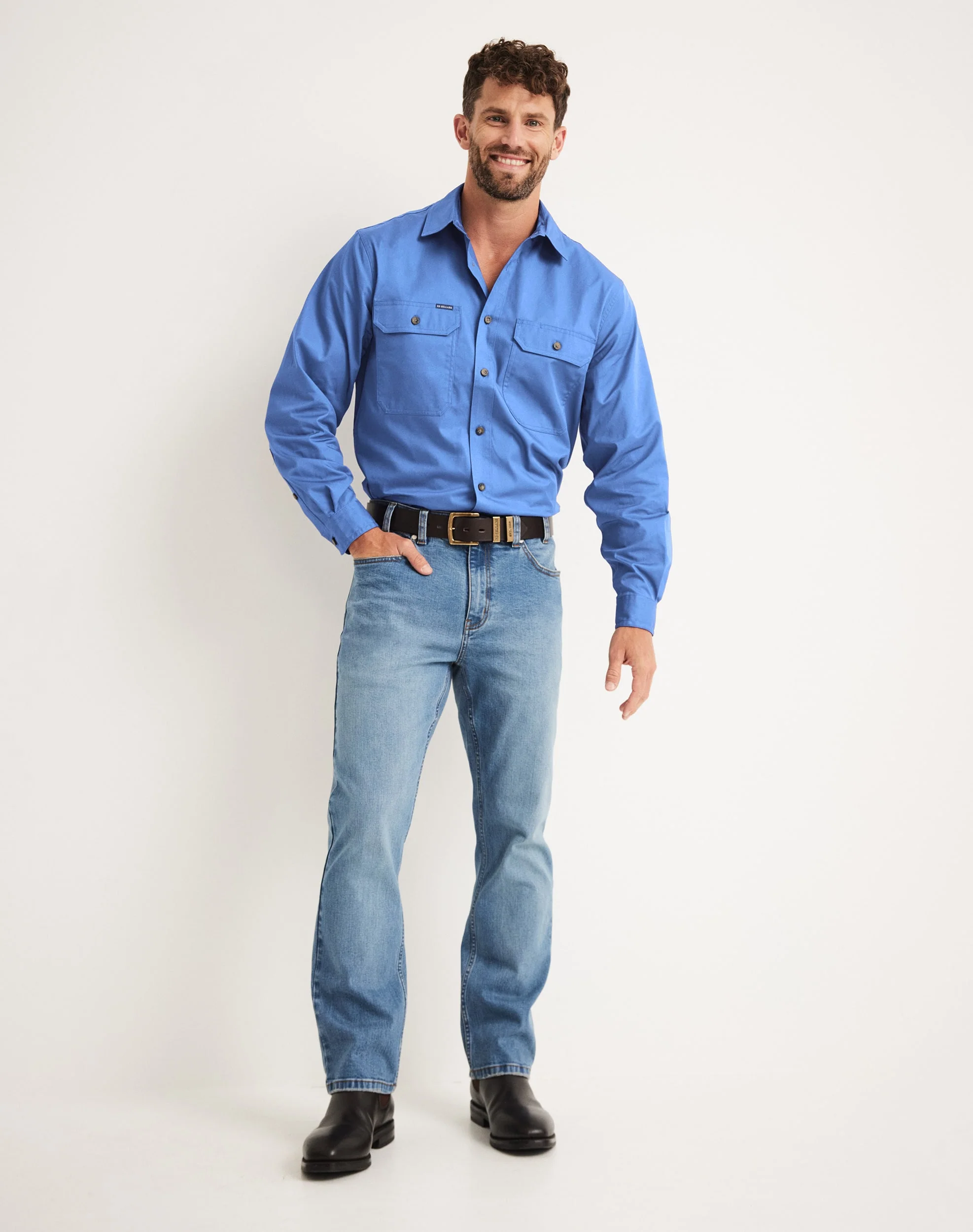 Burton Workshirt - Full Button Long Sleeve Light Weight - Australian Cotton