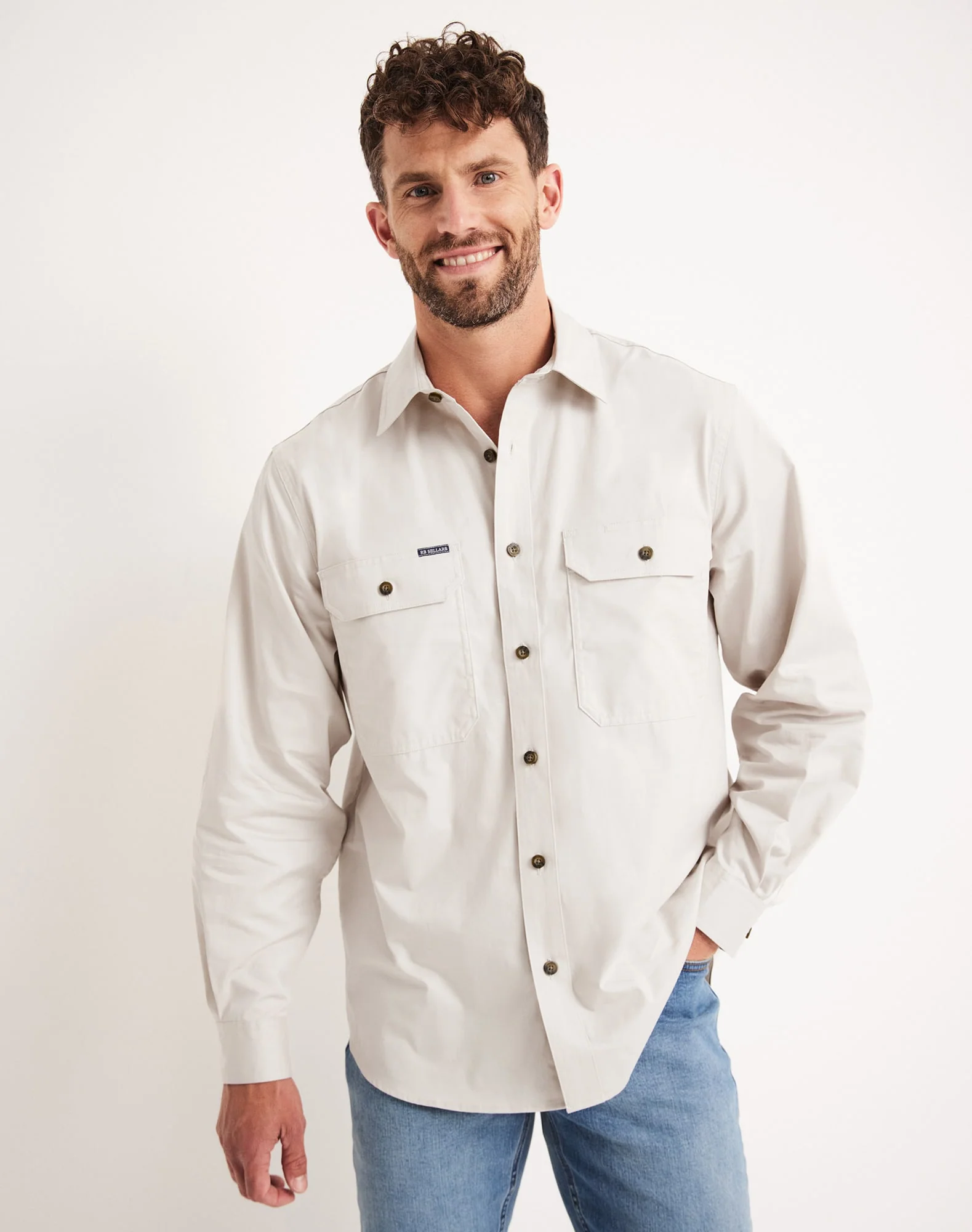 Burton Workshirt - Full Button Long Sleeve Light Weight - Australian Cotton