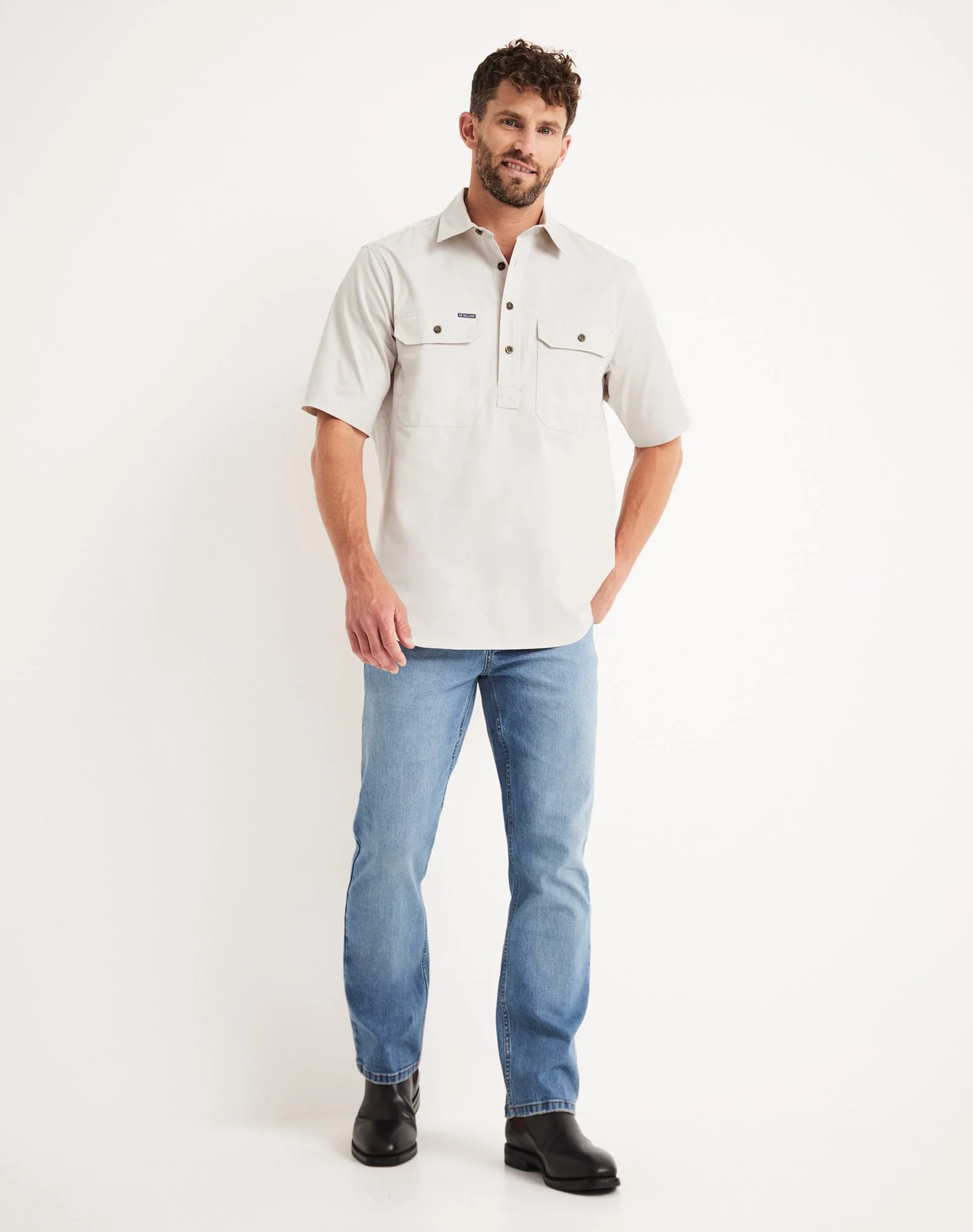 Burton Workshirt - Half Button Short Sleeve Light Weight - Australian Cotton