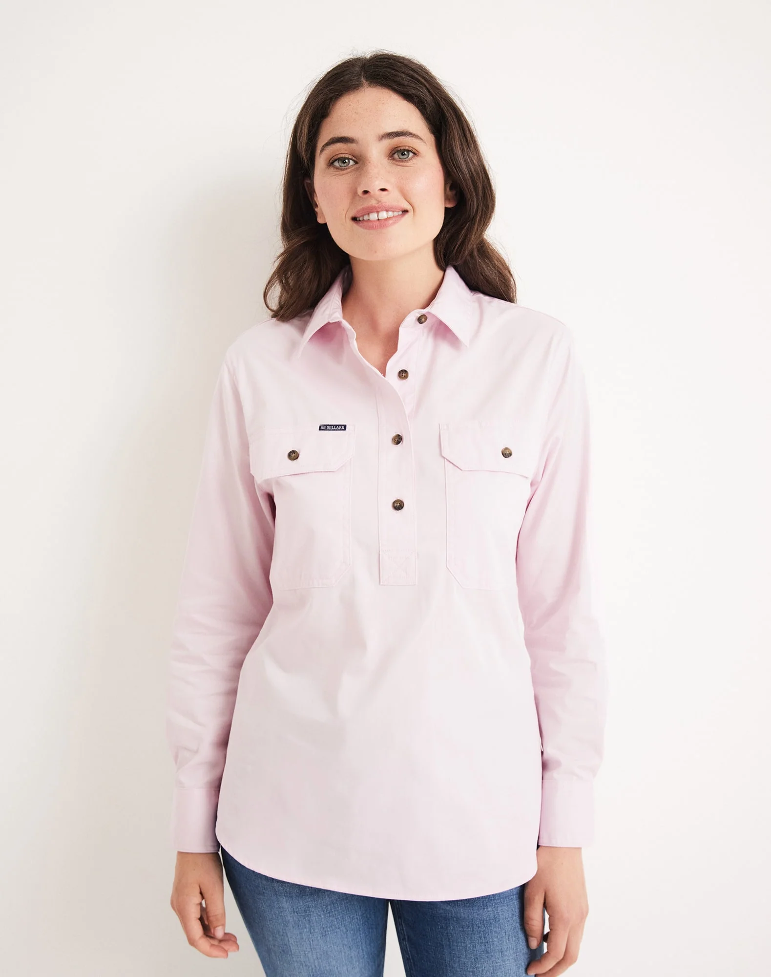 Sandy Workshirt - Half Button Long Sleeve Light Weight - Australian Cotton