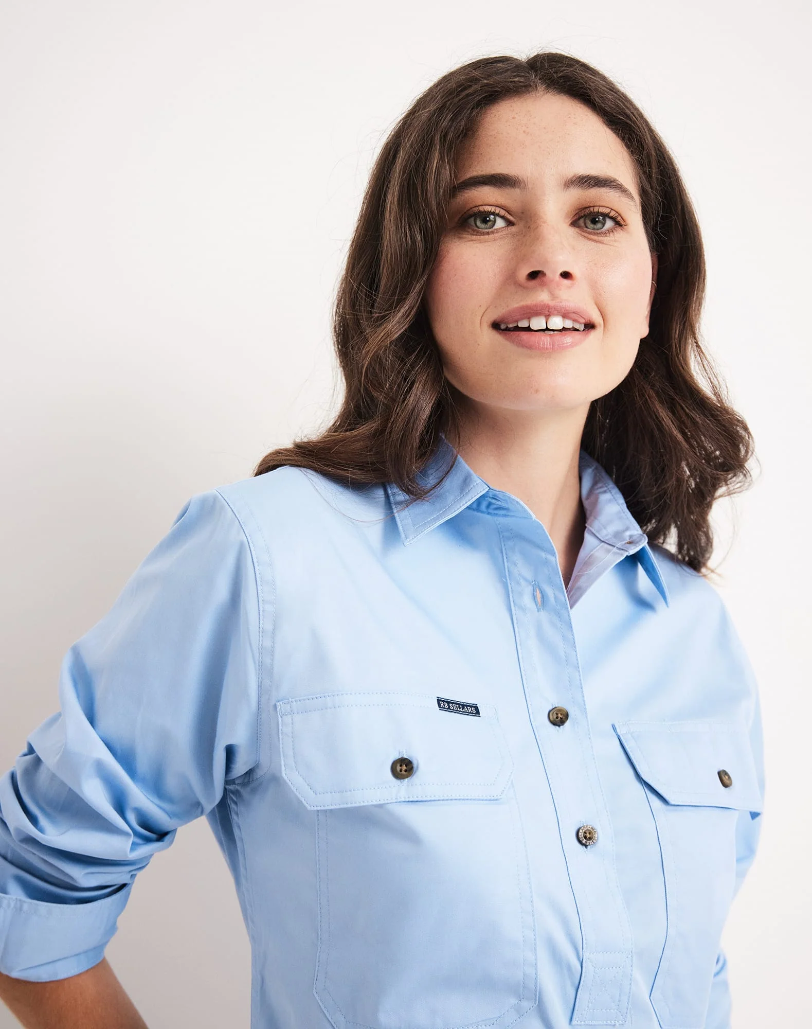 Sandy Workshirt - Half Button Long Sleeve Light Weight - Australian Cotton