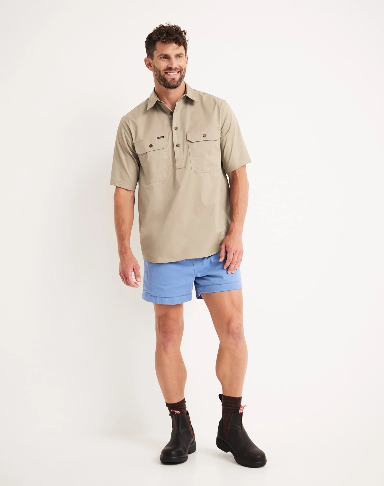 Burton Workshirt - Half Button Short Sleeve Light Weight - Australian Cotton