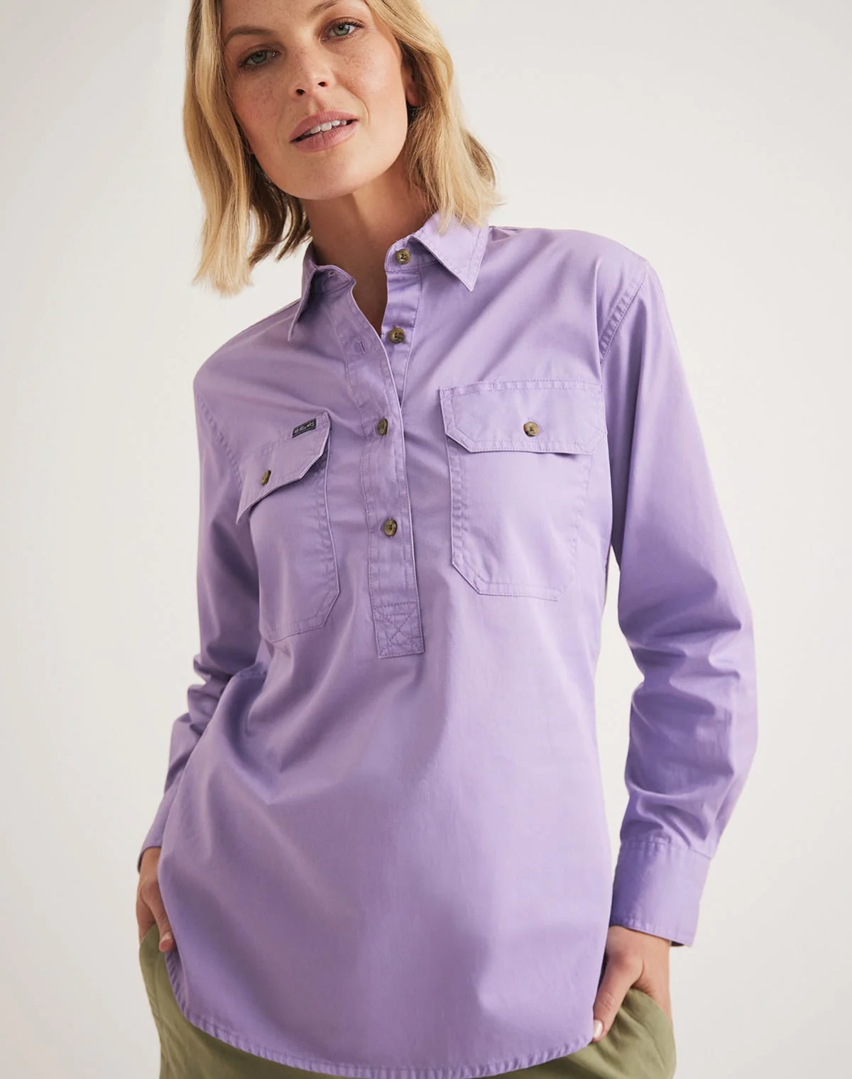 Sandy Workshirt - Half Button Long Sleeve Light Weight