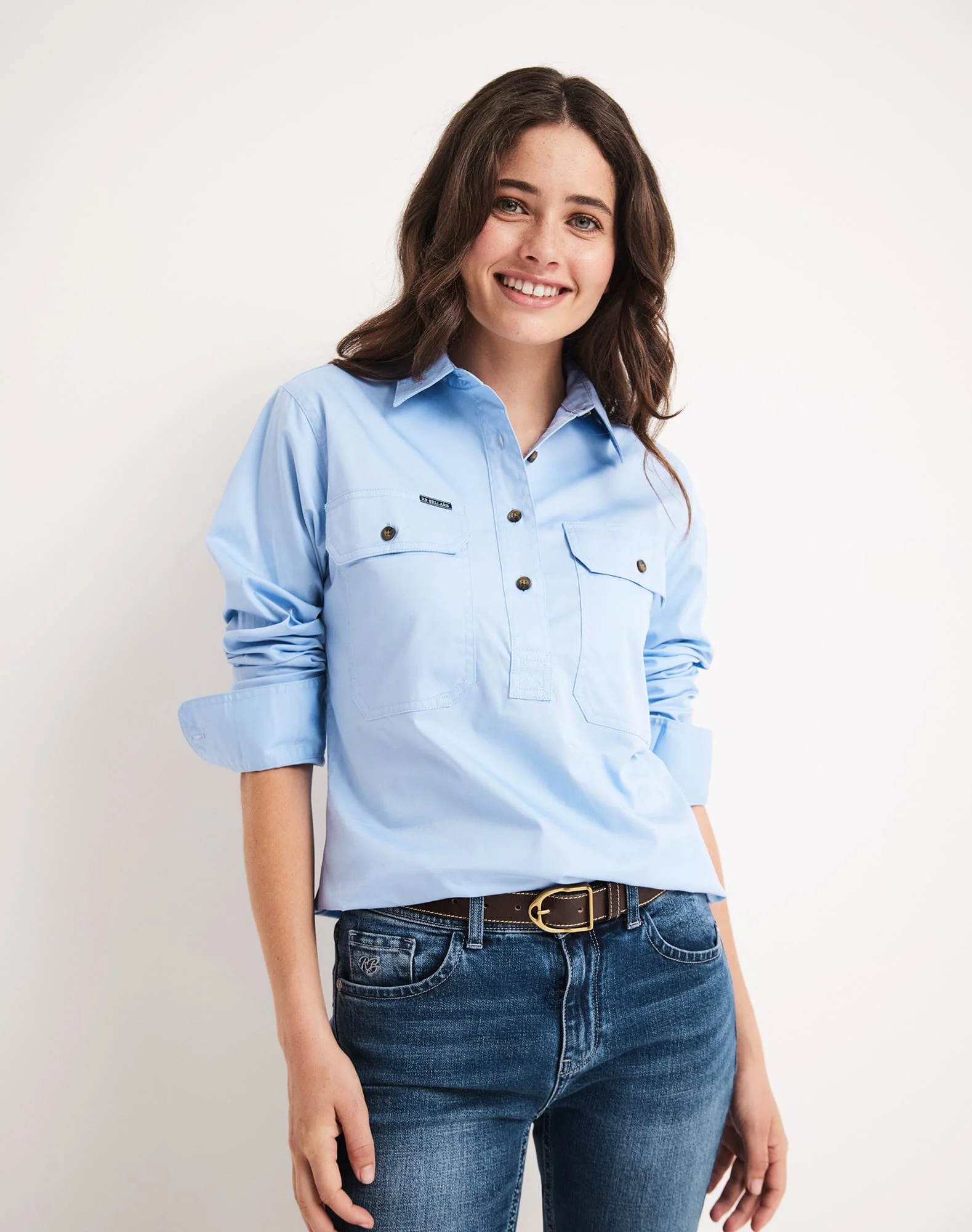 Sandy Workshirt - Half Button Long Sleeve Light Weight - Australian Cotton