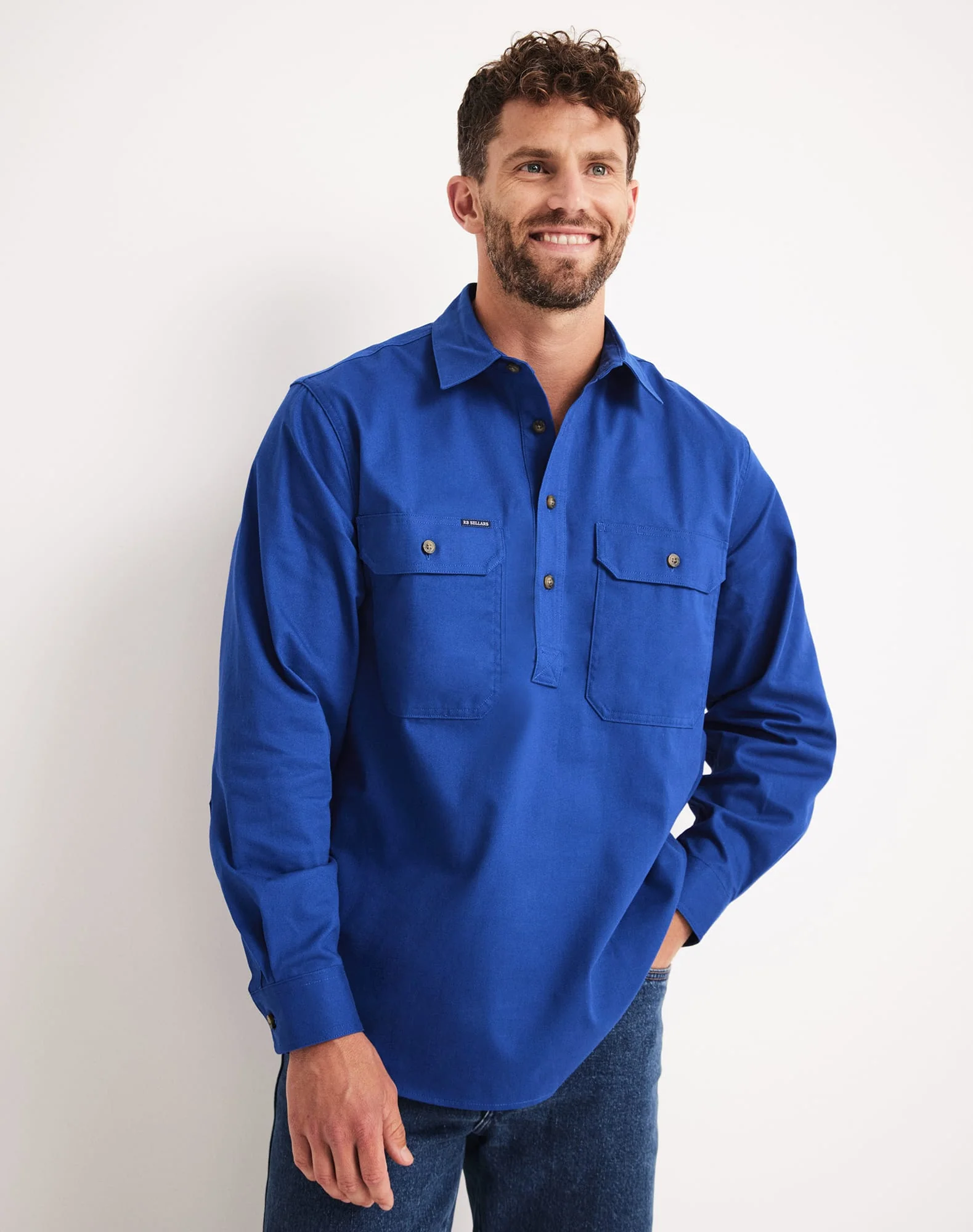 Burton Workshirt - Half Button Long Sleeve Mid Weight - Australian Cotton