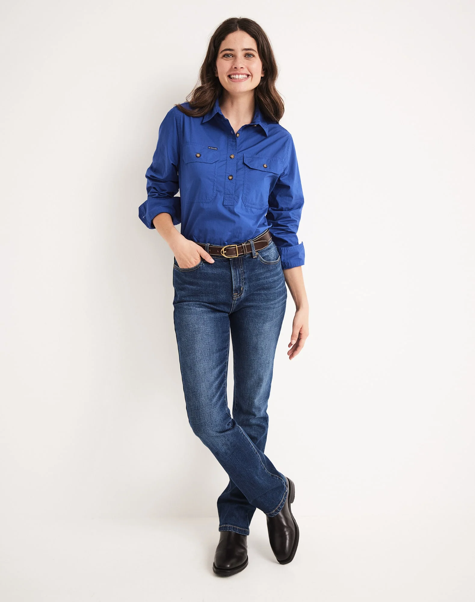 Sandy Workshirt - Half Button Long Sleeve Light Weight - Australian Cotton