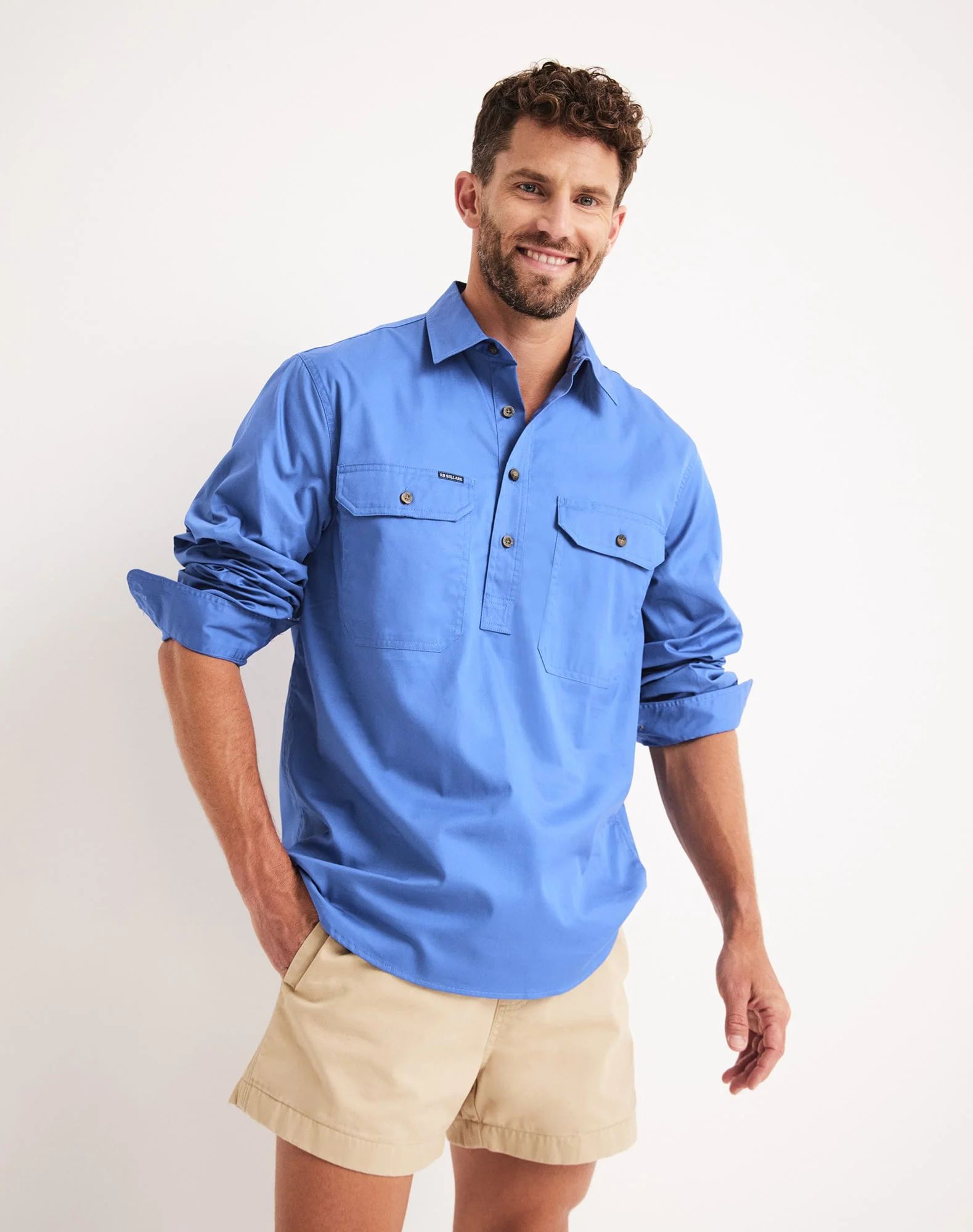 Burton Workshirt - Half Button Long Sleeve Light Weight - Australian Cotton