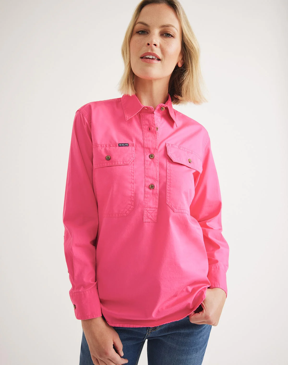 Sandy Workshirt - Half Button Long Sleeve Light Weight