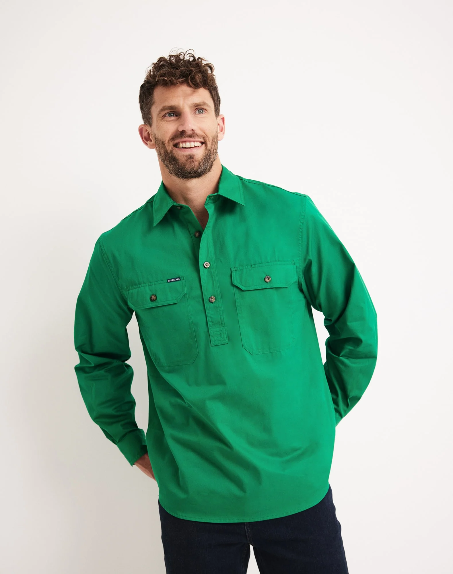 Burton Workshirt - Half Button Long Sleeve Light Weight - Australian Cotton