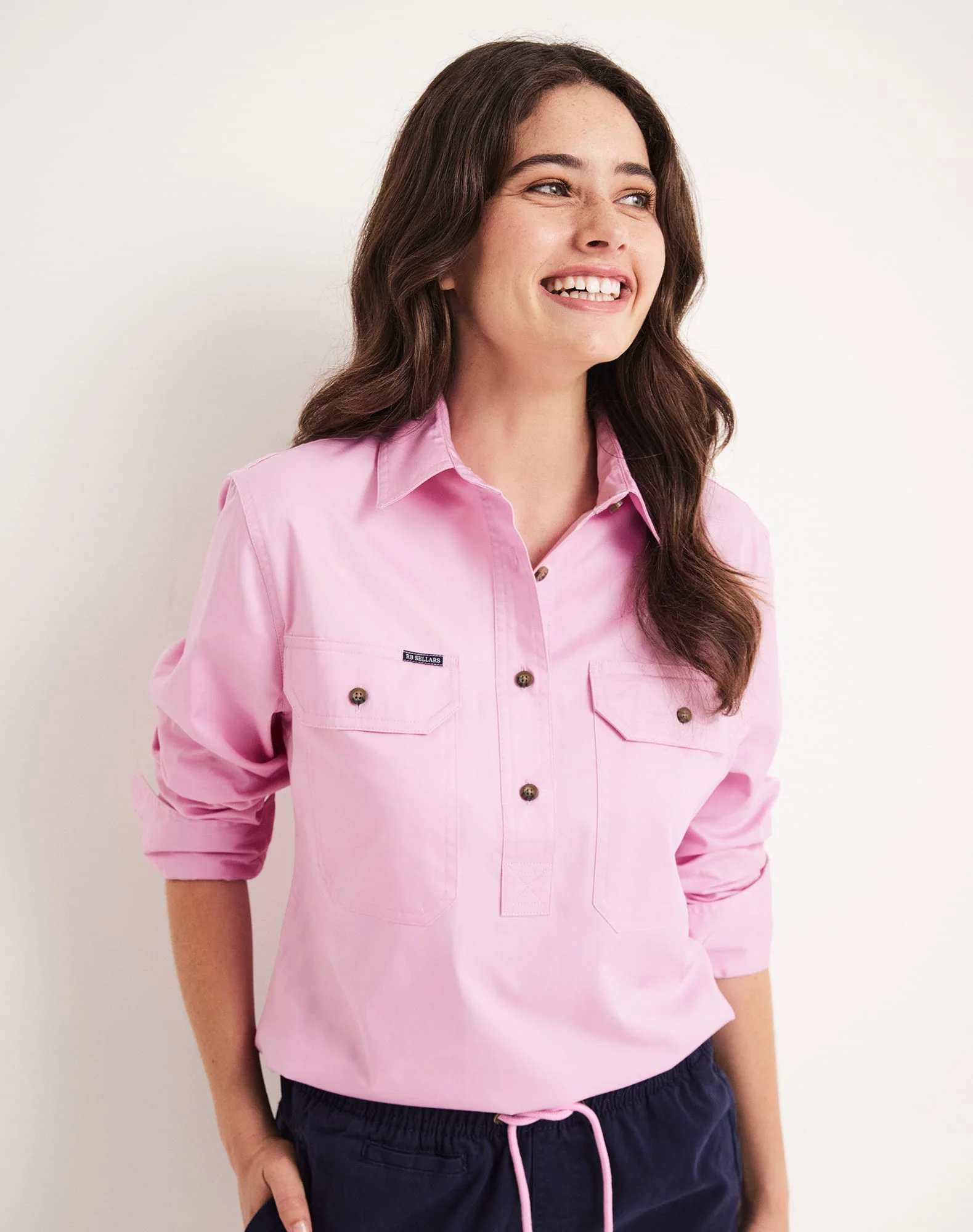 Sandy Workshirt - Half Button Long Sleeve Light Weight - Australian Cotton