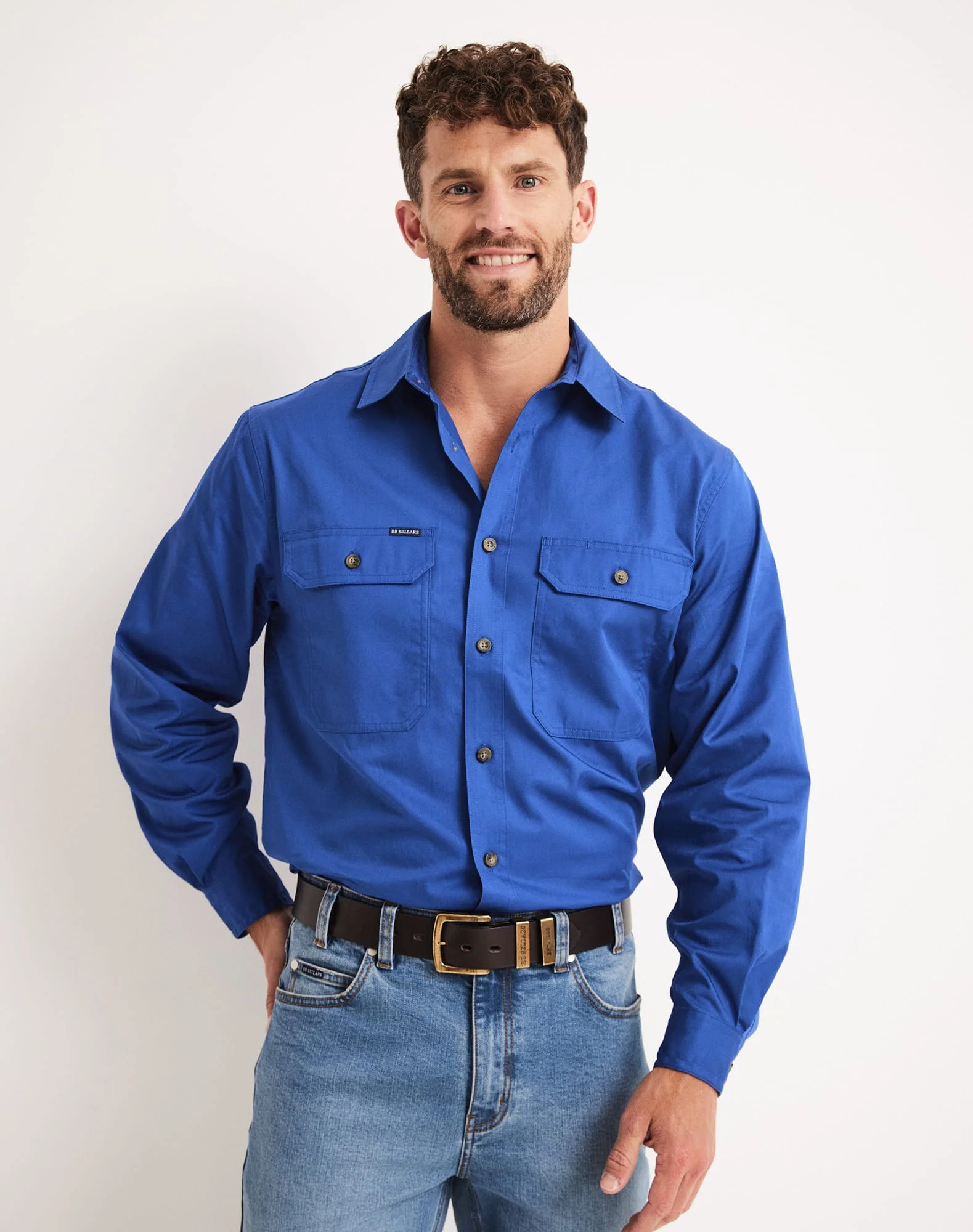 Burton Workshirt - Full Button Long Sleeve Light Weight - Australian Cotton