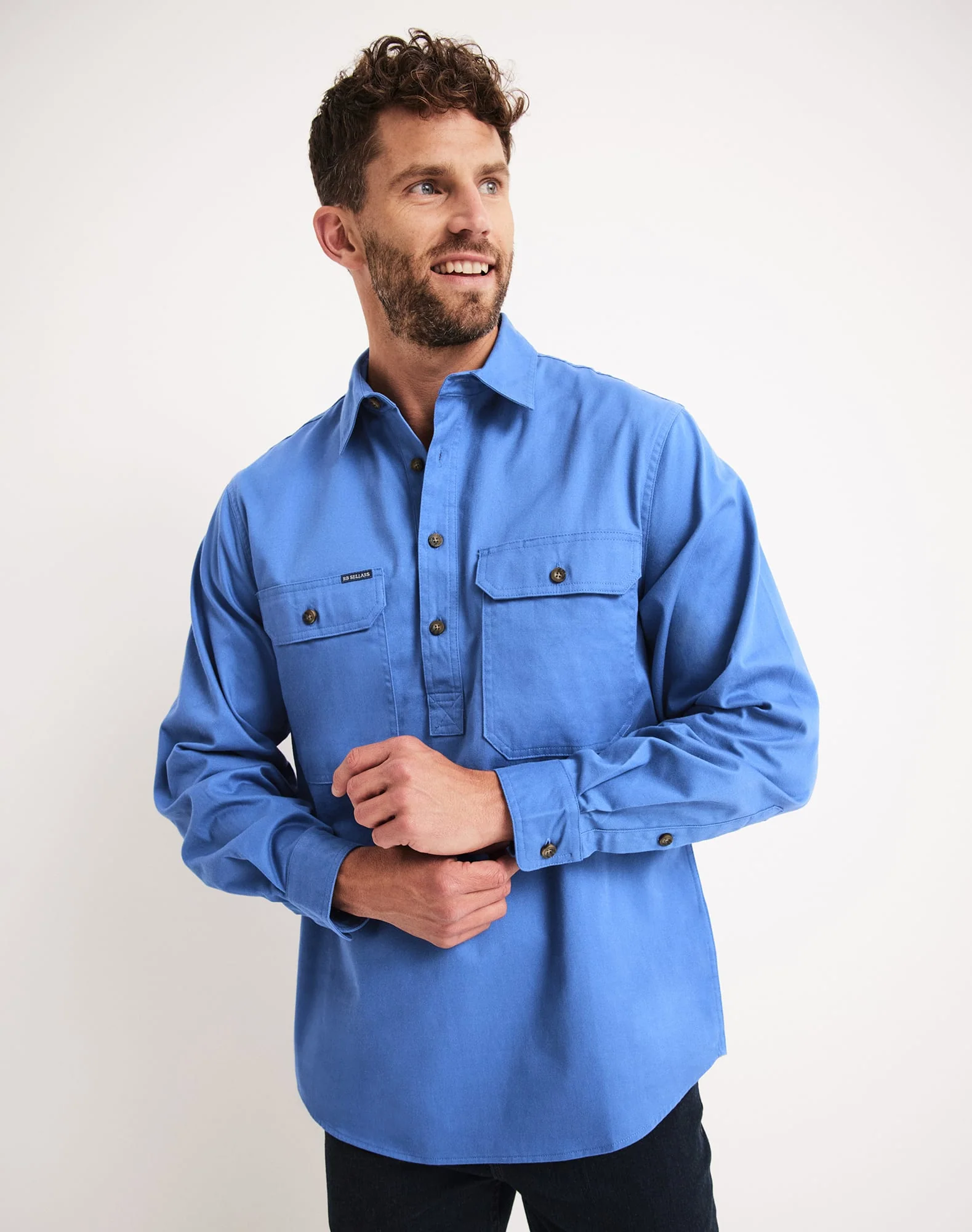Burton Workshirt - Half Button Long Sleeve Mid Weight - Australian Cotton