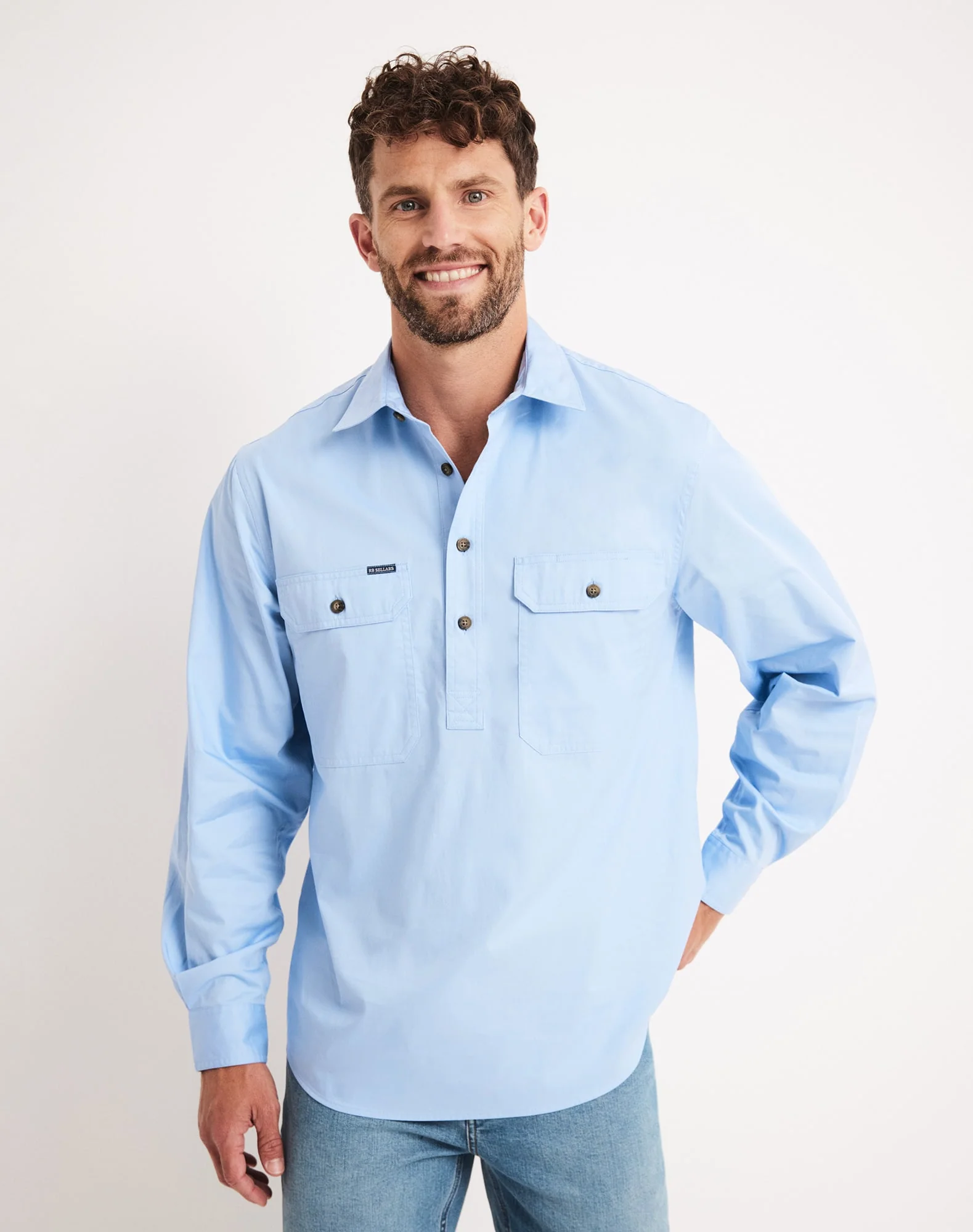 Burton Workshirt - Half Button Long Sleeve Light Weight - Australian Cotton