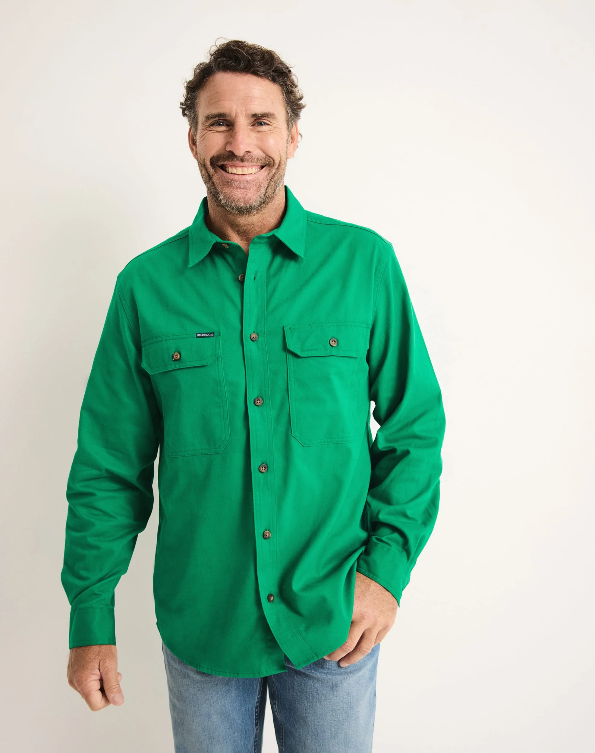 Burton Workshirt - Full Button Long Sleeve Mid Weight - Australian Cotton
