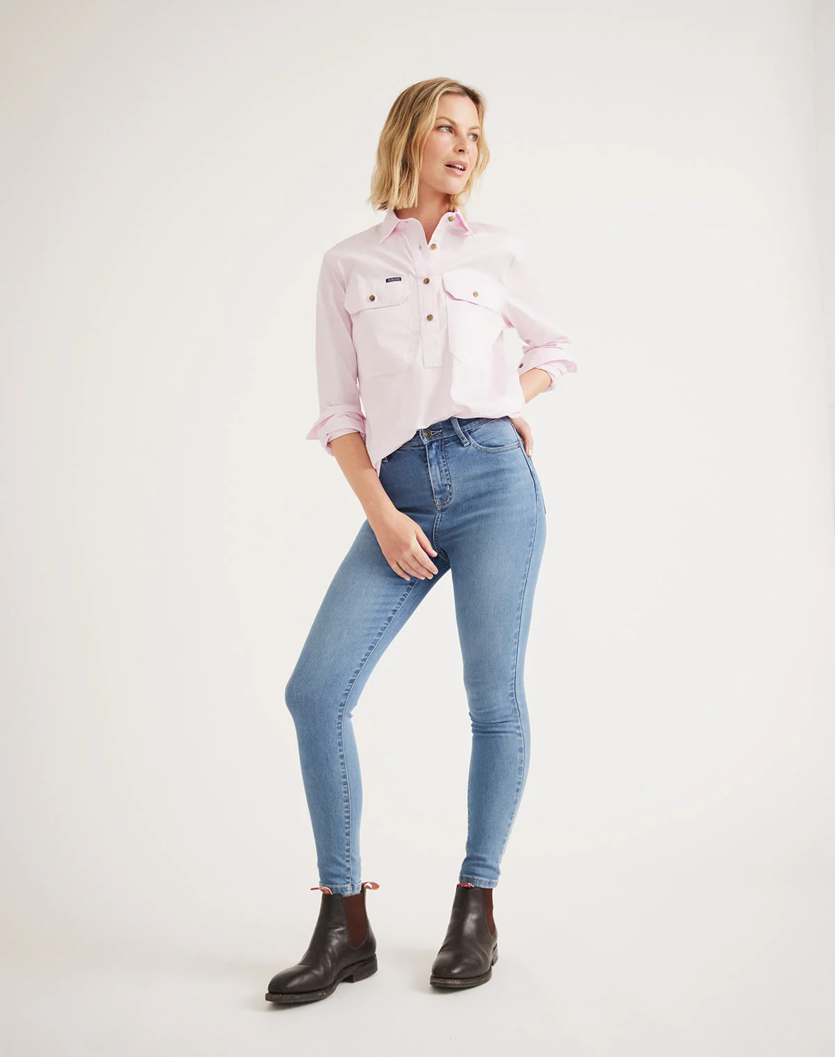 Sandy Workshirt - Half Button Long Sleeve Mid Weight