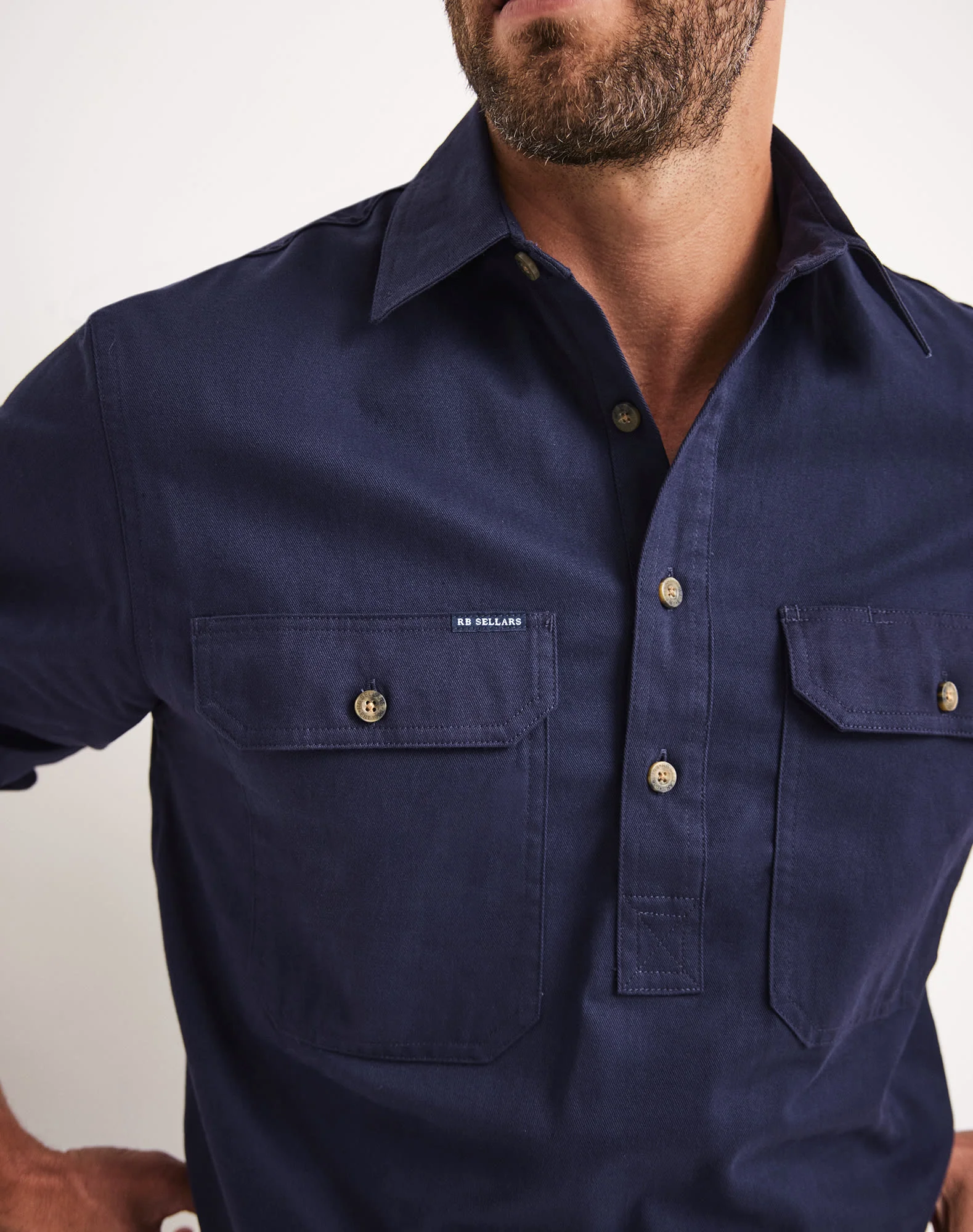 Burton Workshirt - Half Button Long Sleeve Light Weight - Australian Cotton