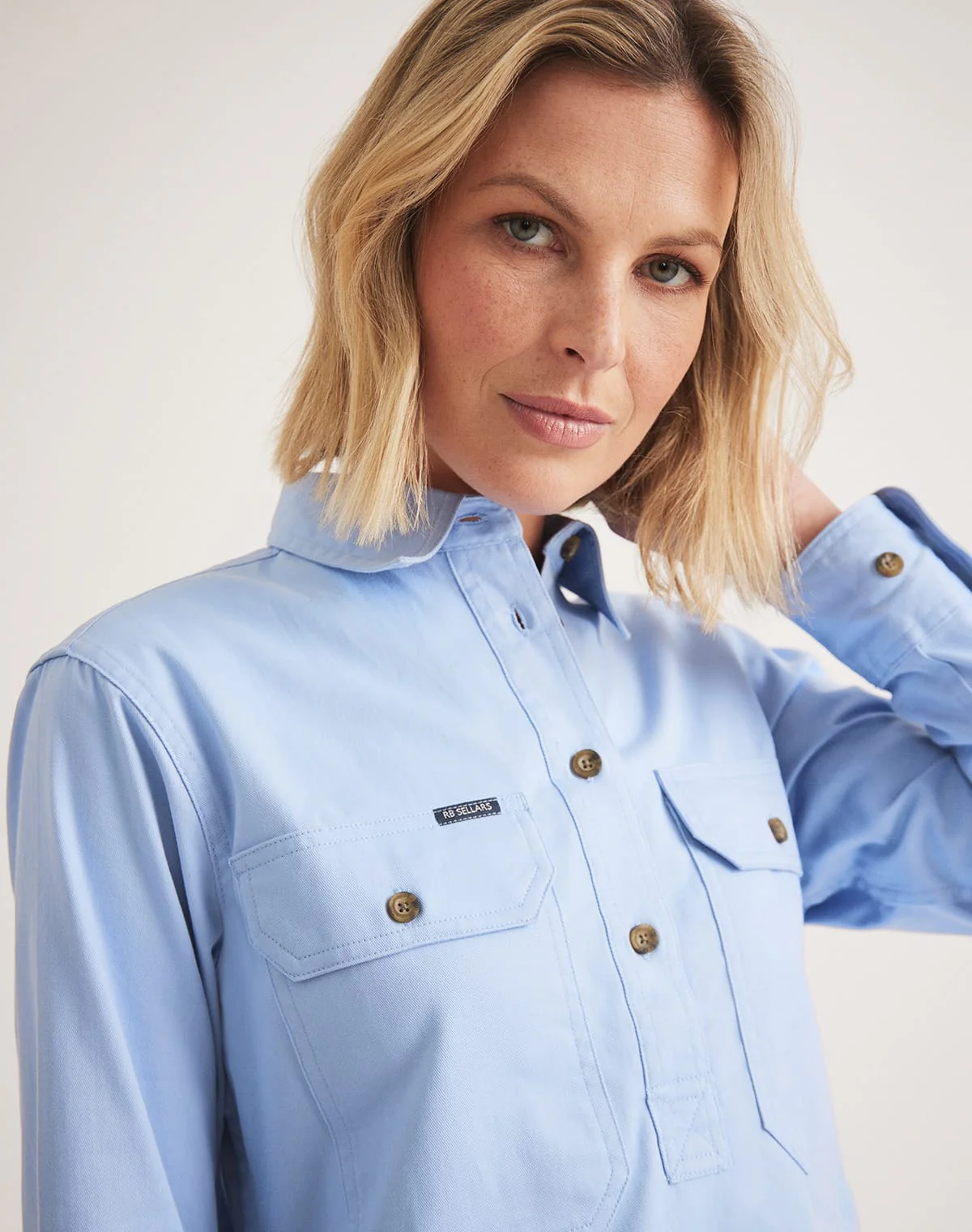 Sandy Workshirt - Half Button Long Sleeve Light Weight