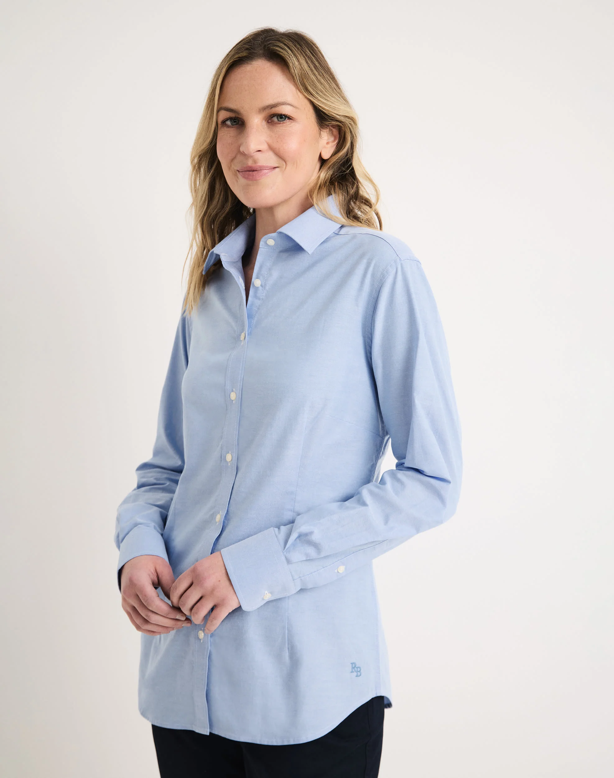 Pearl Long Sleeve Shirt Blue Oxford