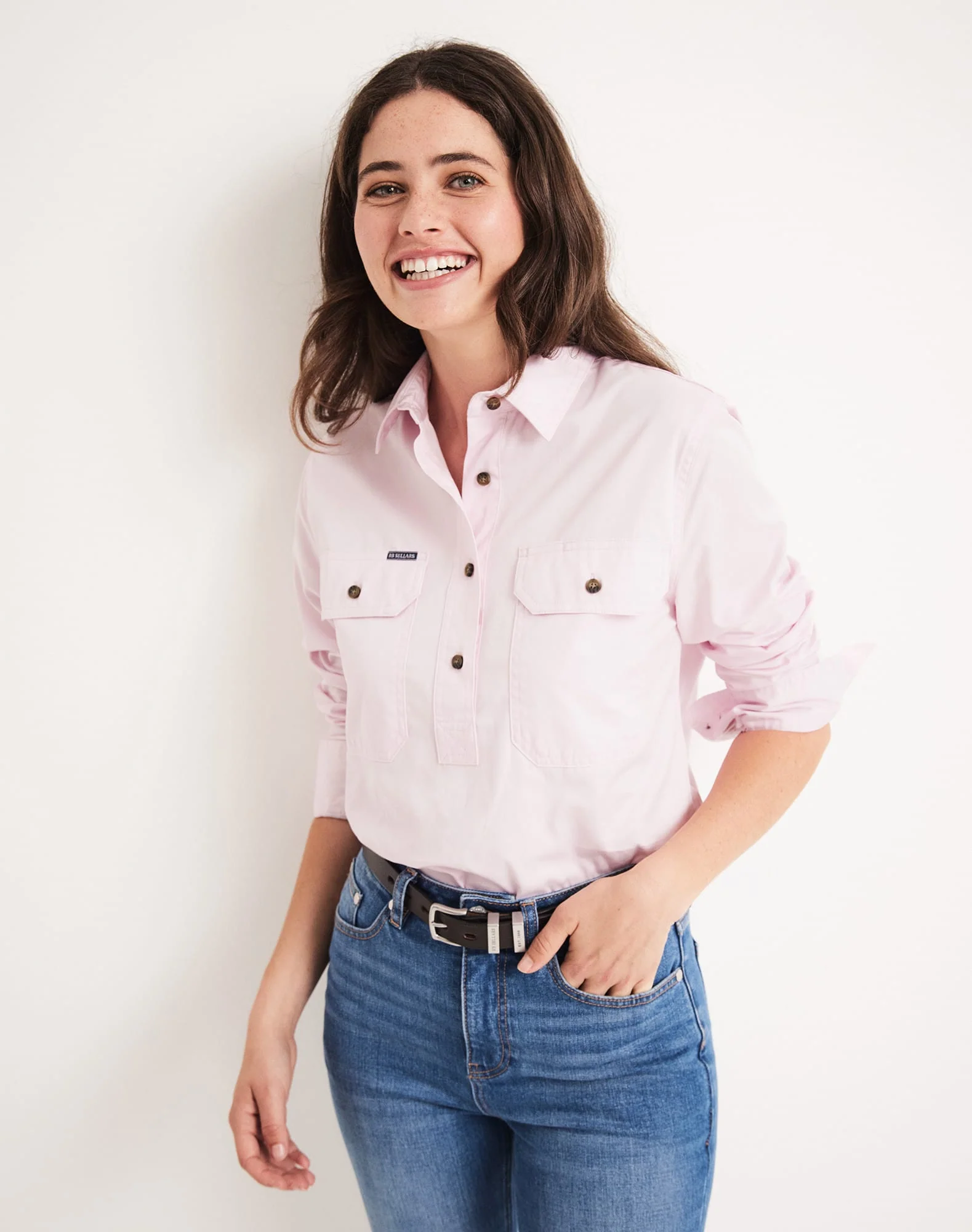 Sandy Workshirt - Half Button Long Sleeve Light Weight - Australian Cotton