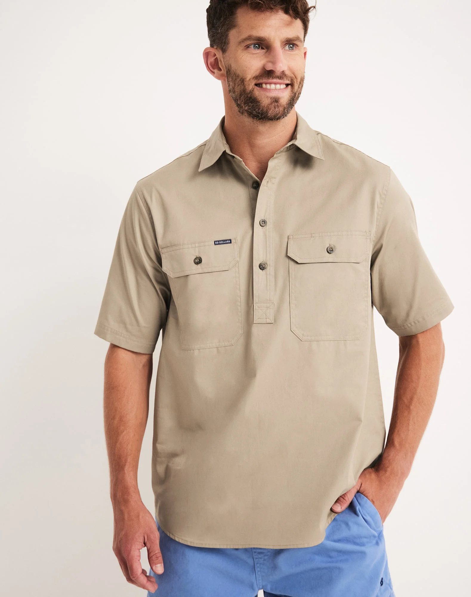 Burton Workshirt - Half Button Short Sleeve Light Weight - Australian Cotton