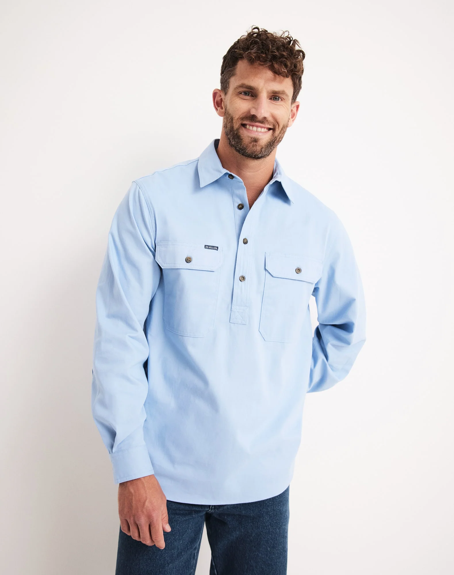 Burton Workshirt - Half Button Long Sleeve Mid Weight - Australian Cotton