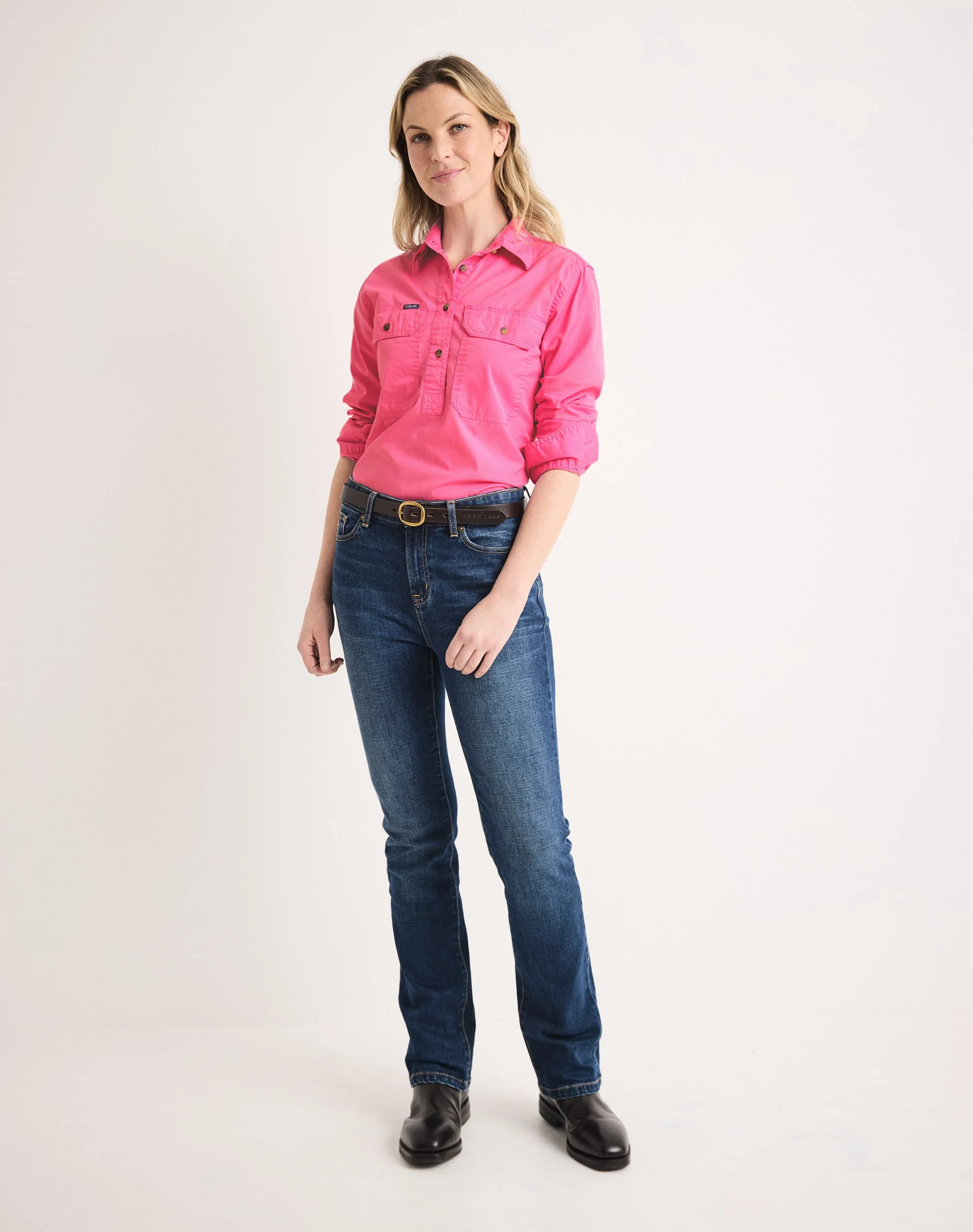 Sandy Workshirt - Half Button Long Sleeve Light Weight - Australian Cotton