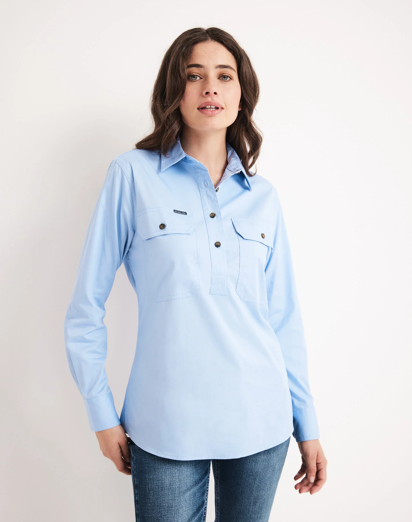 Sandy Workshirt - Half Button Long Sleeve Light Weight - Australian Cotton