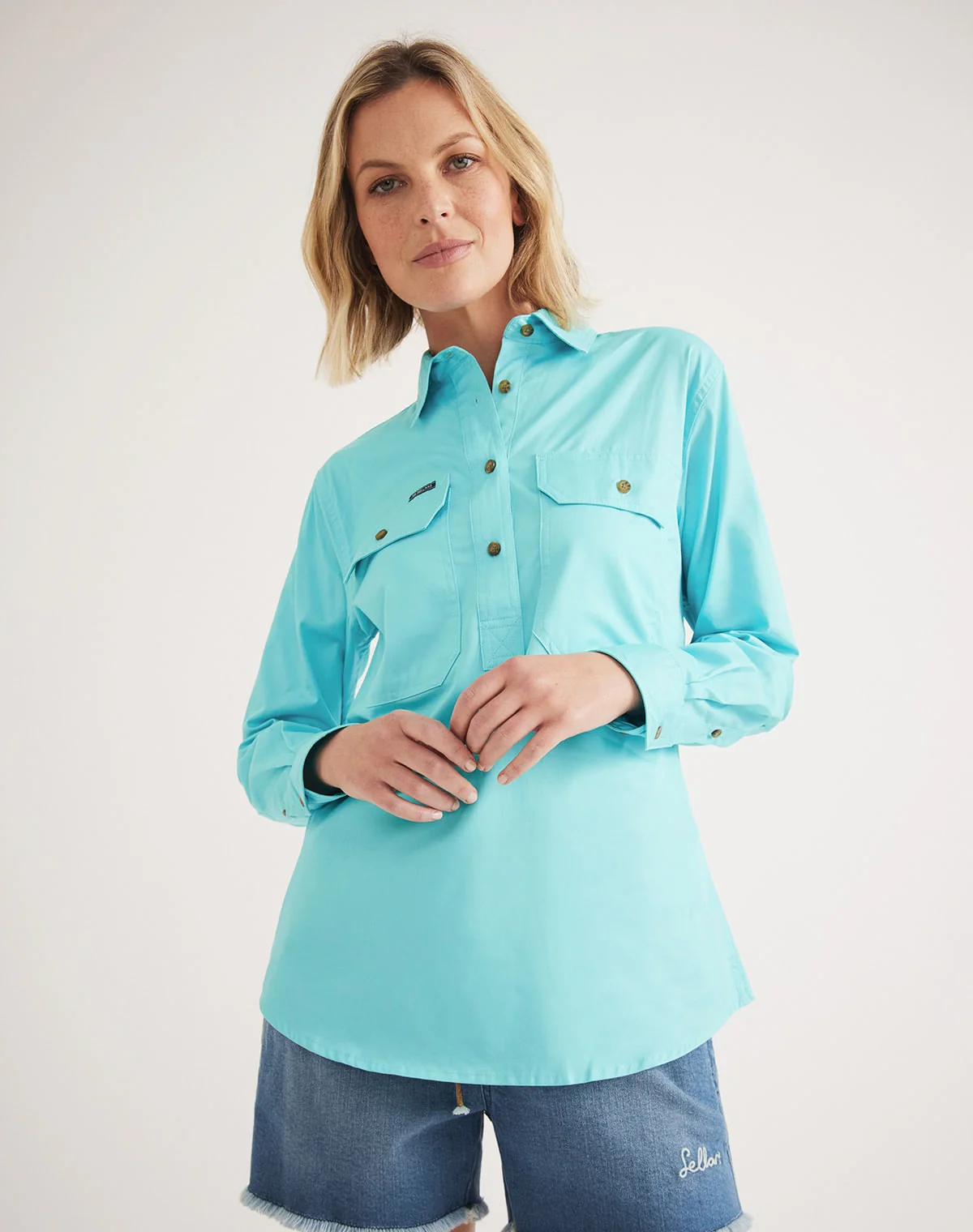 Sandy Workshirt - Half Button Long Sleeve Light Weight