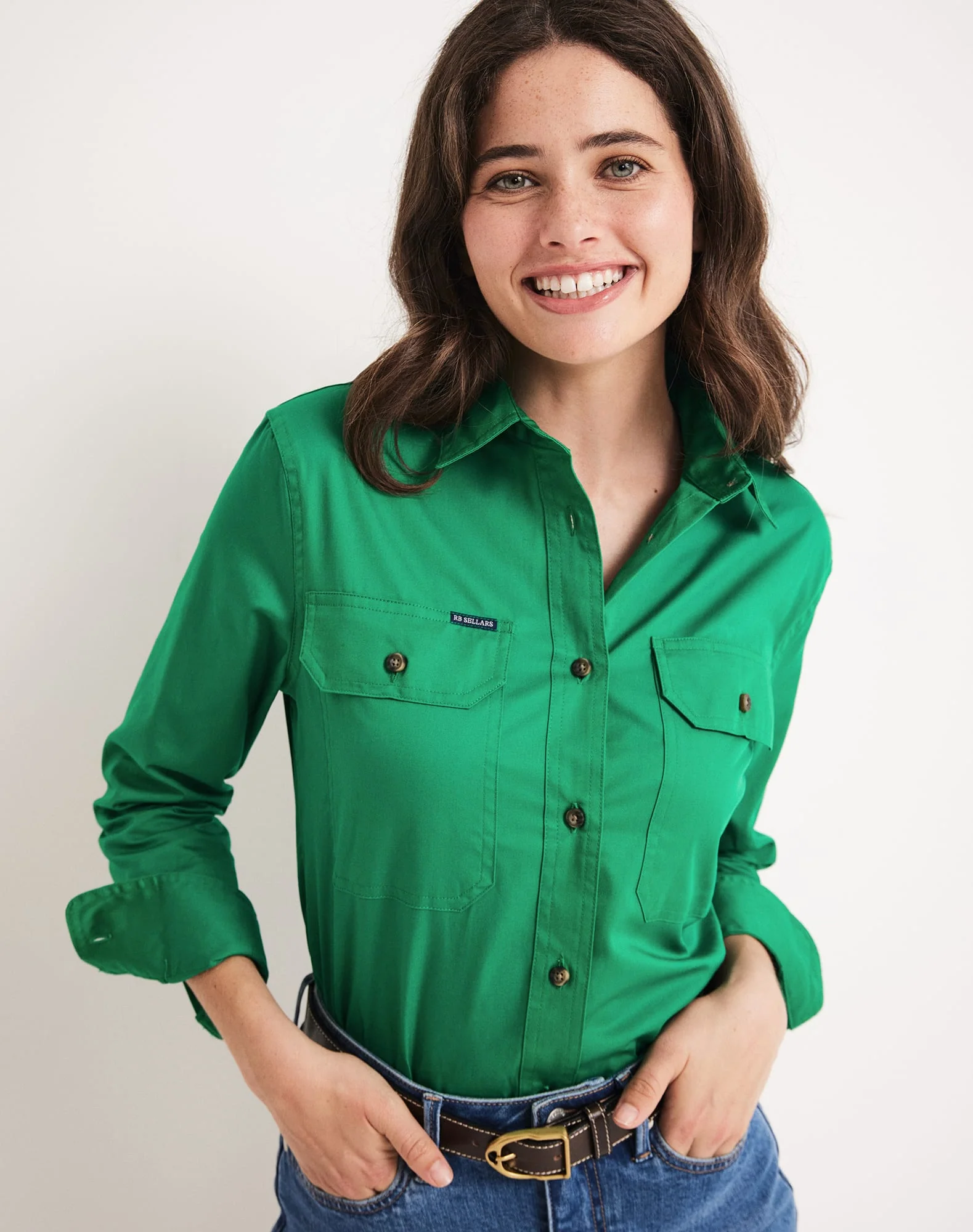 Sandy Workshirt - Full Button Long Sleeve Light Weight - Australian Cotton