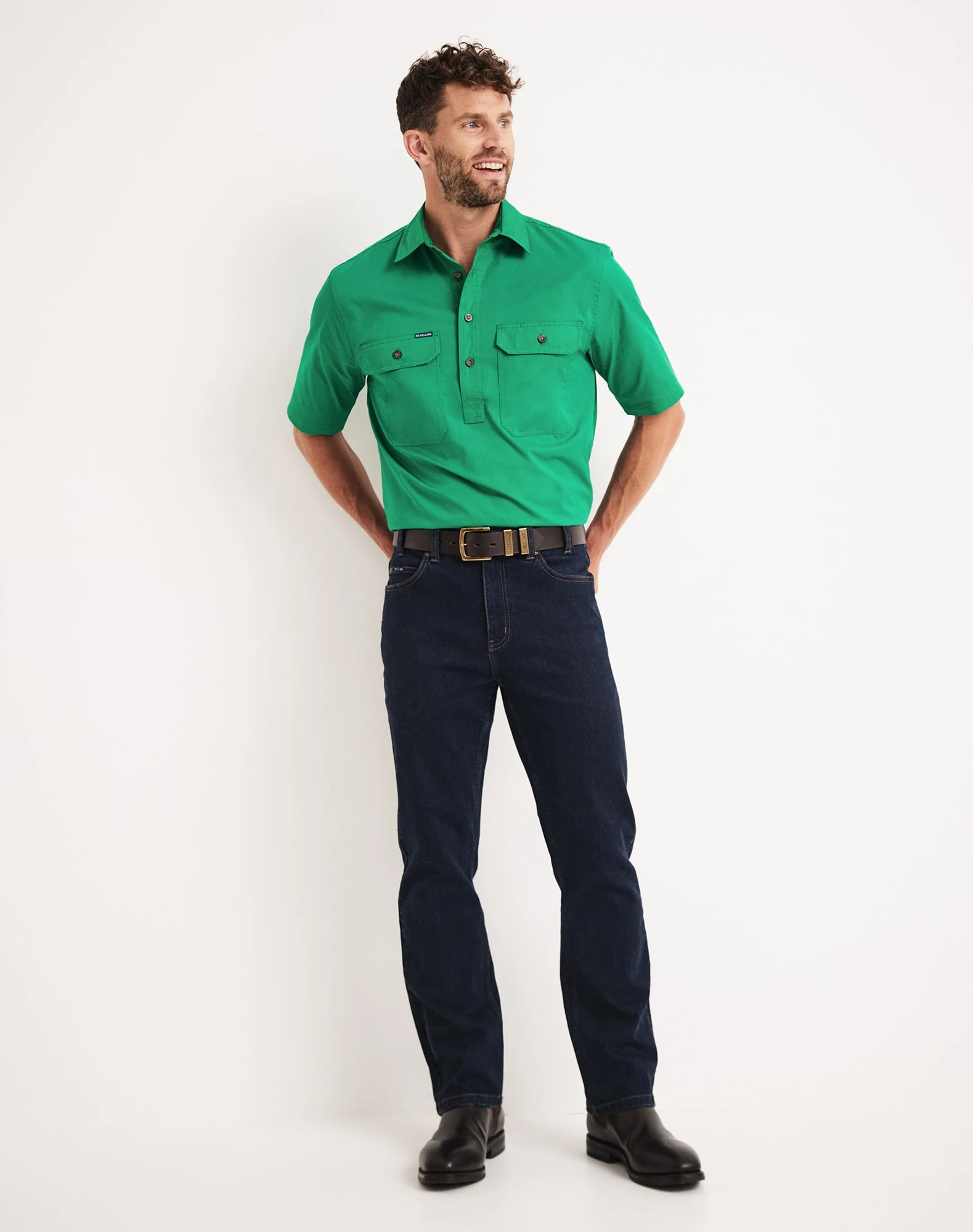 Burton Workshirt - Half Button Short Sleeve Light Weight - Australian Cotton