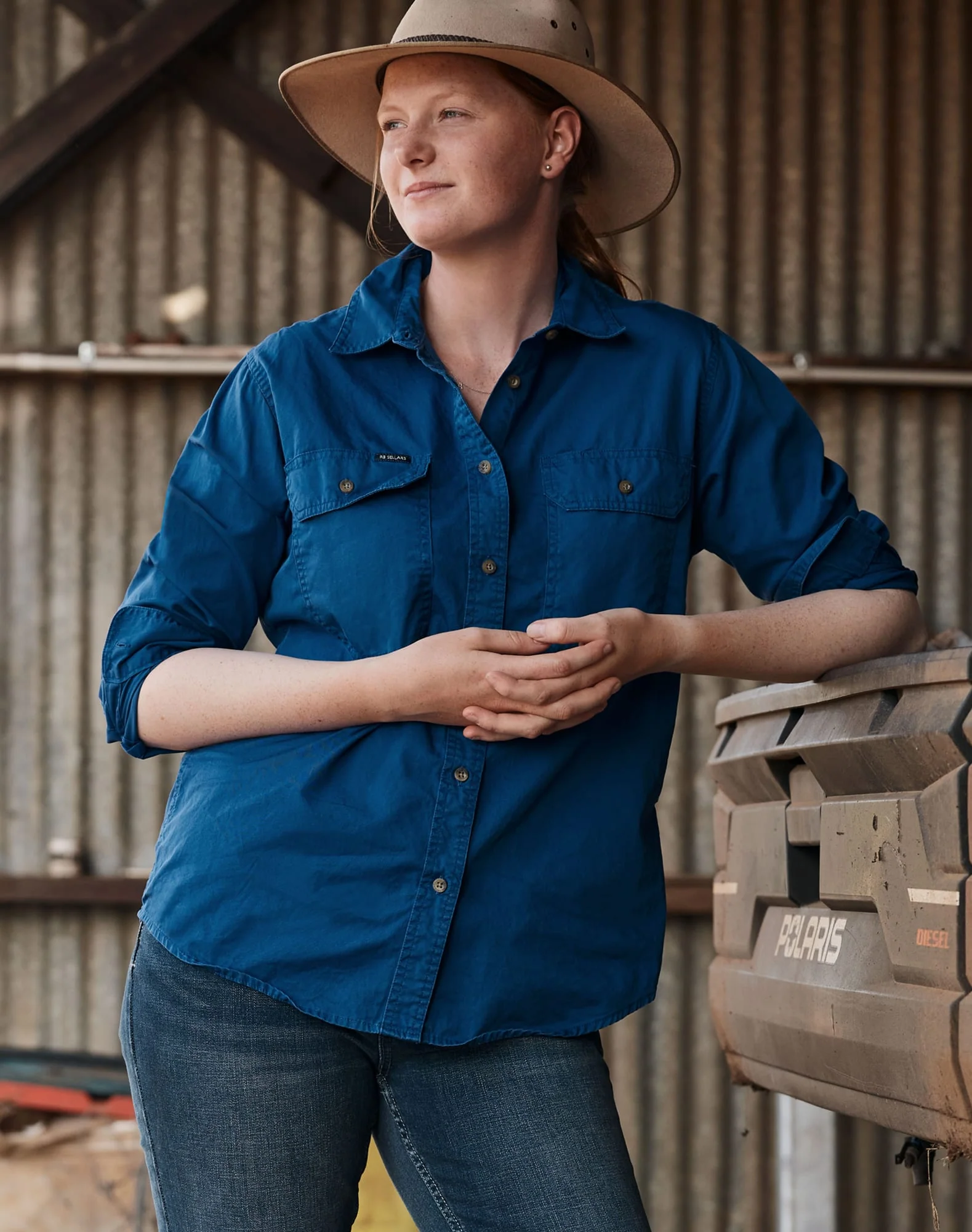 Sandy Workshirt - Full Button Long Sleeve Light Weight - Australian Cotton