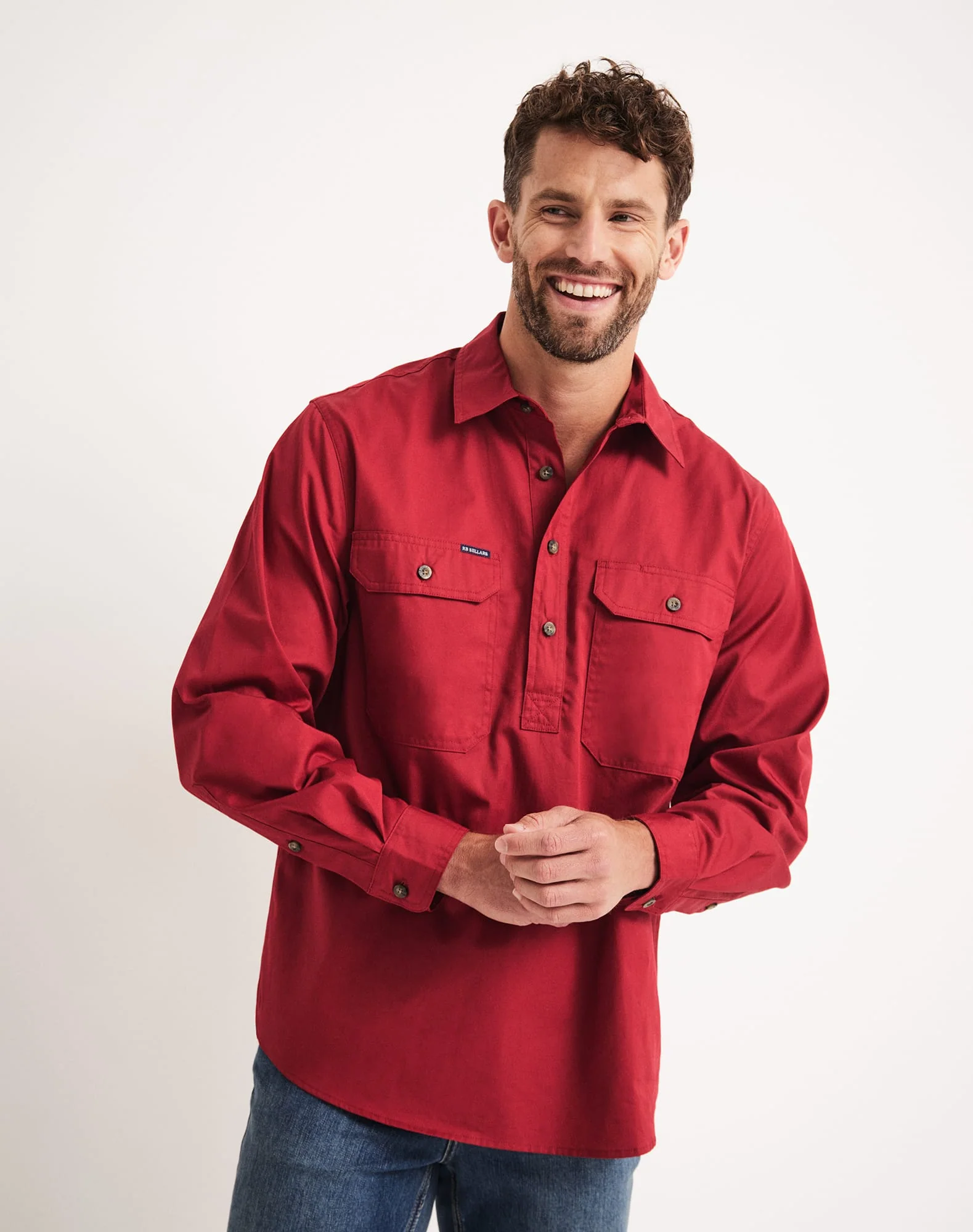 Burton Workshirt - Half Button Long Sleeve Light Weight - Australian Cotton