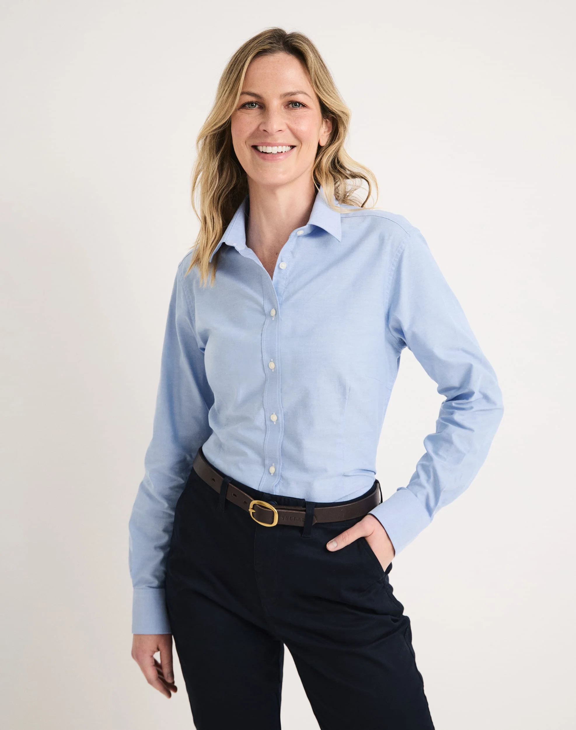 Pearl Long Sleeve Shirt Blue Oxford