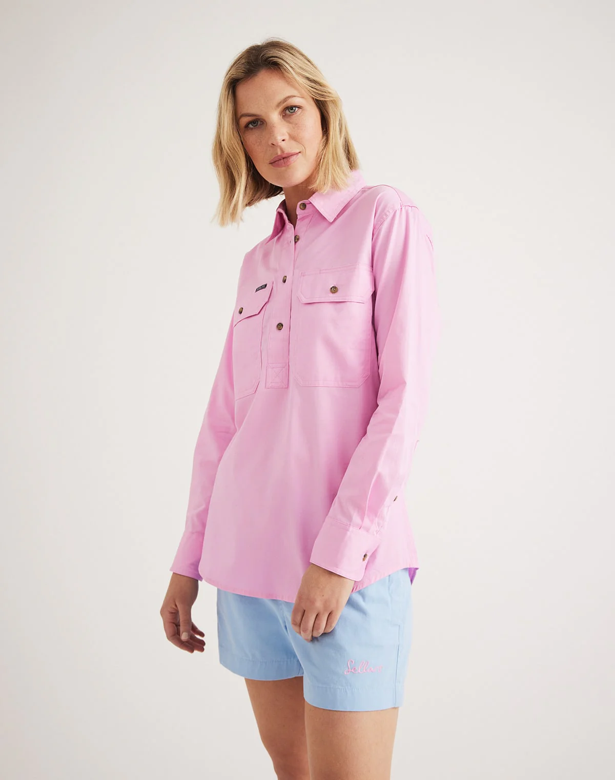 Sandy Workshirt - Half Button Long Sleeve Light Weight