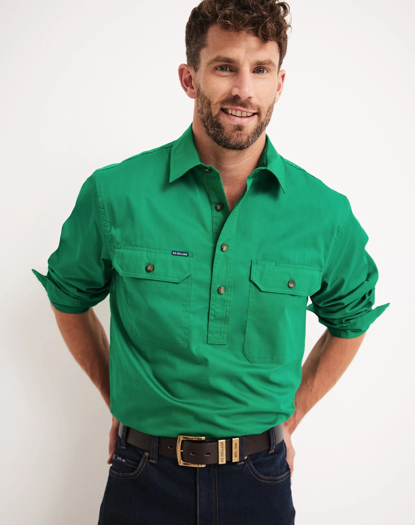 Burton Workshirt - Half Button Long Sleeve Light Weight - Australian Cotton