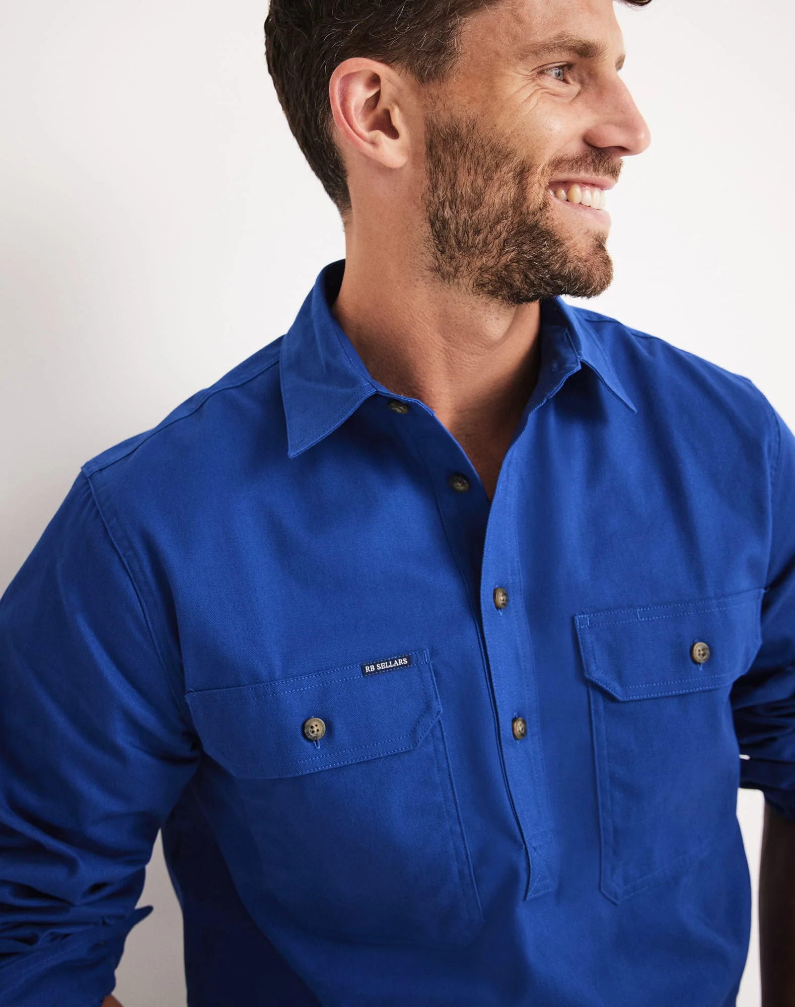 Burton Workshirt - Half Button Long Sleeve Mid Weight - Australian Cotton