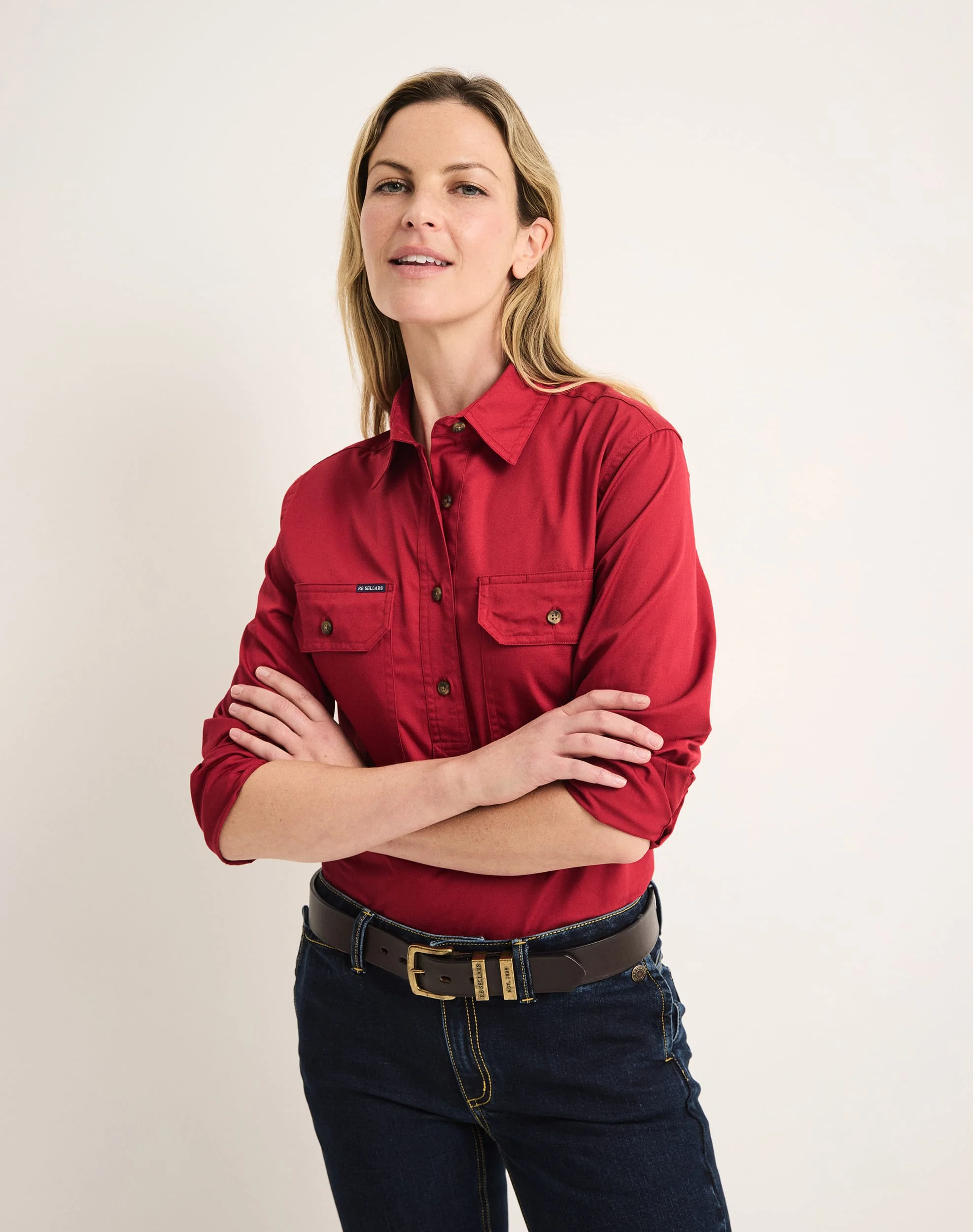 Sandy Workshirt - Half Button Long Sleeve Light Weight - Australian Cotton