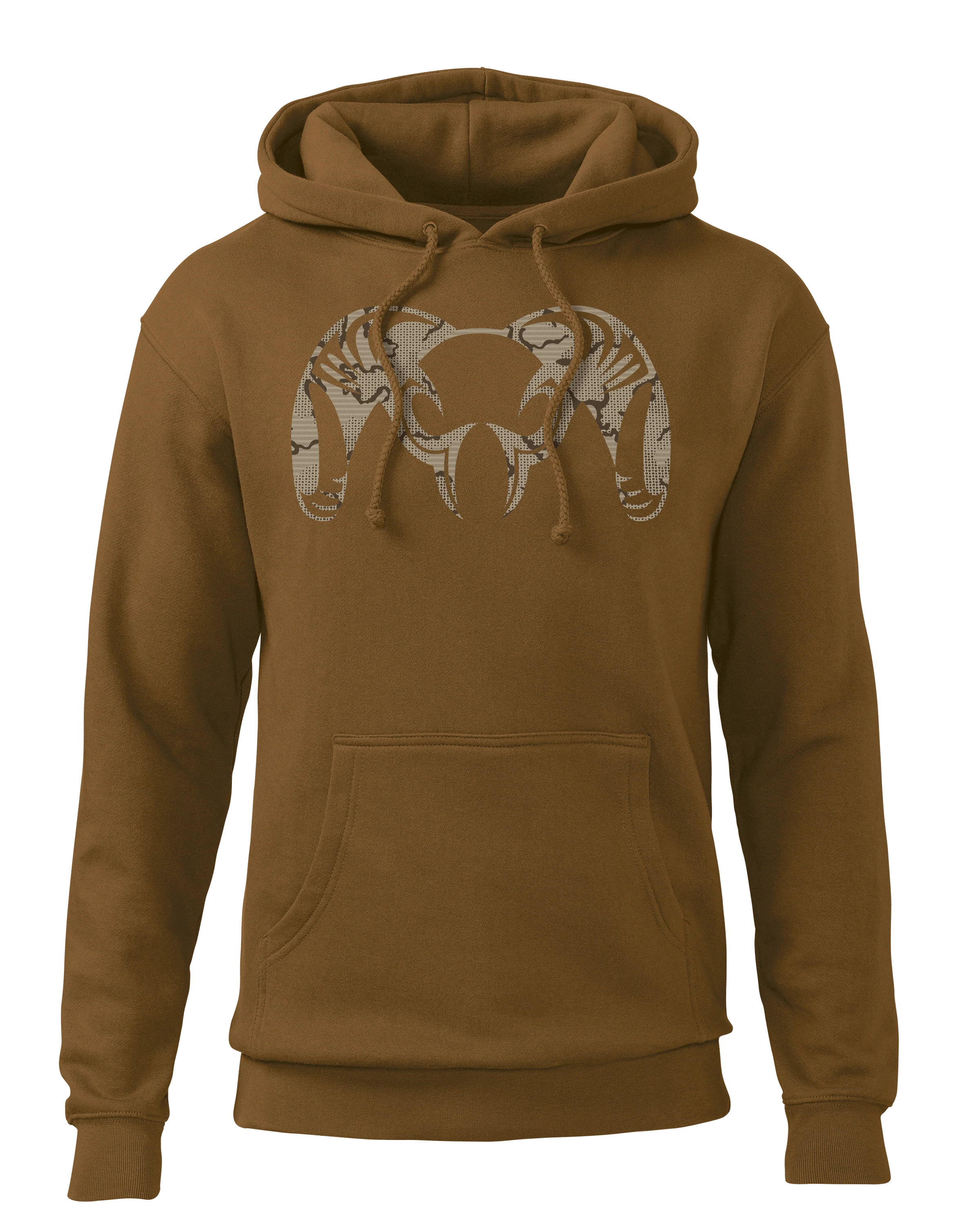 Tonal Ram Hoodie | Saddle