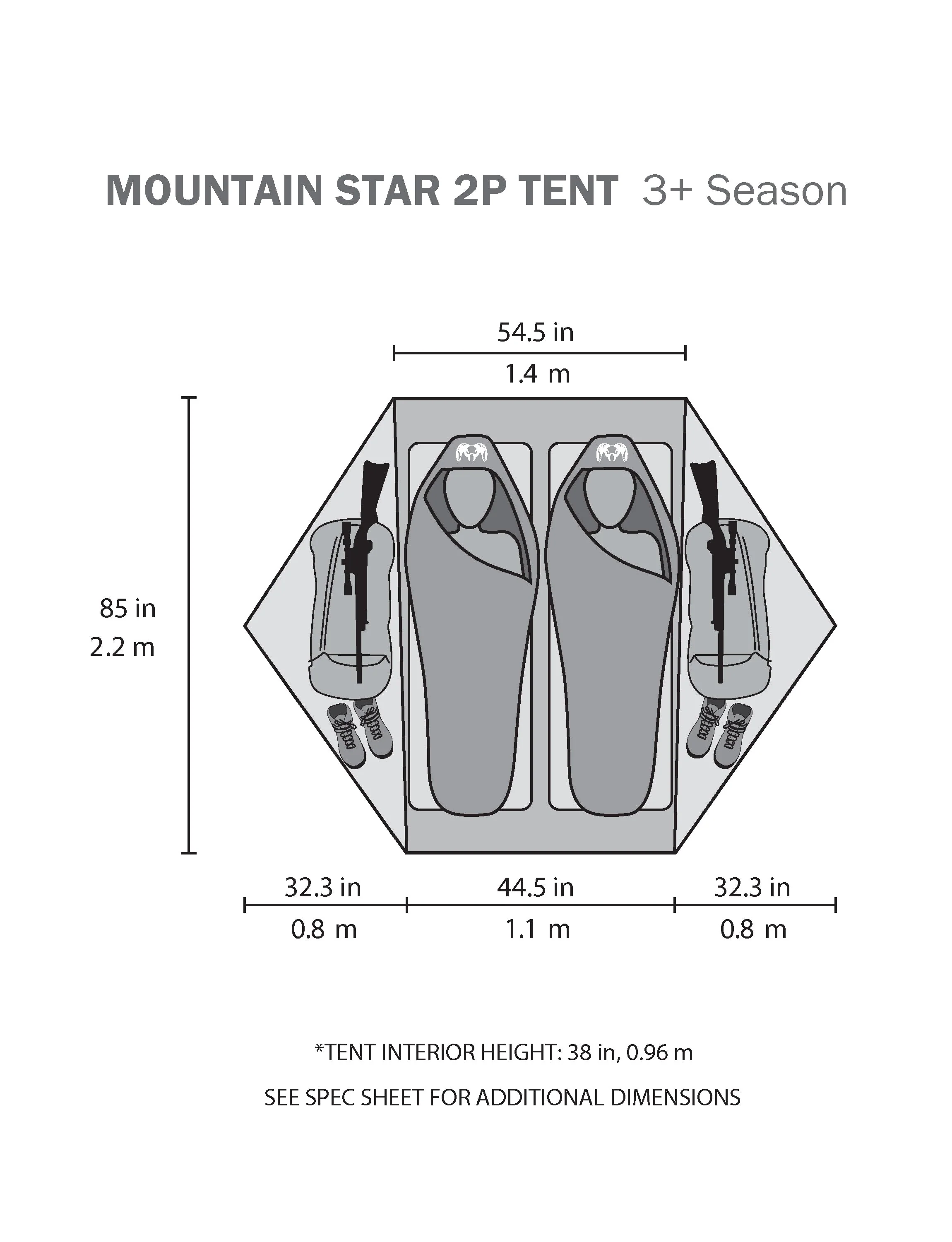 Mountain Star 2 Person Tent Set | Gunmetal-Orange