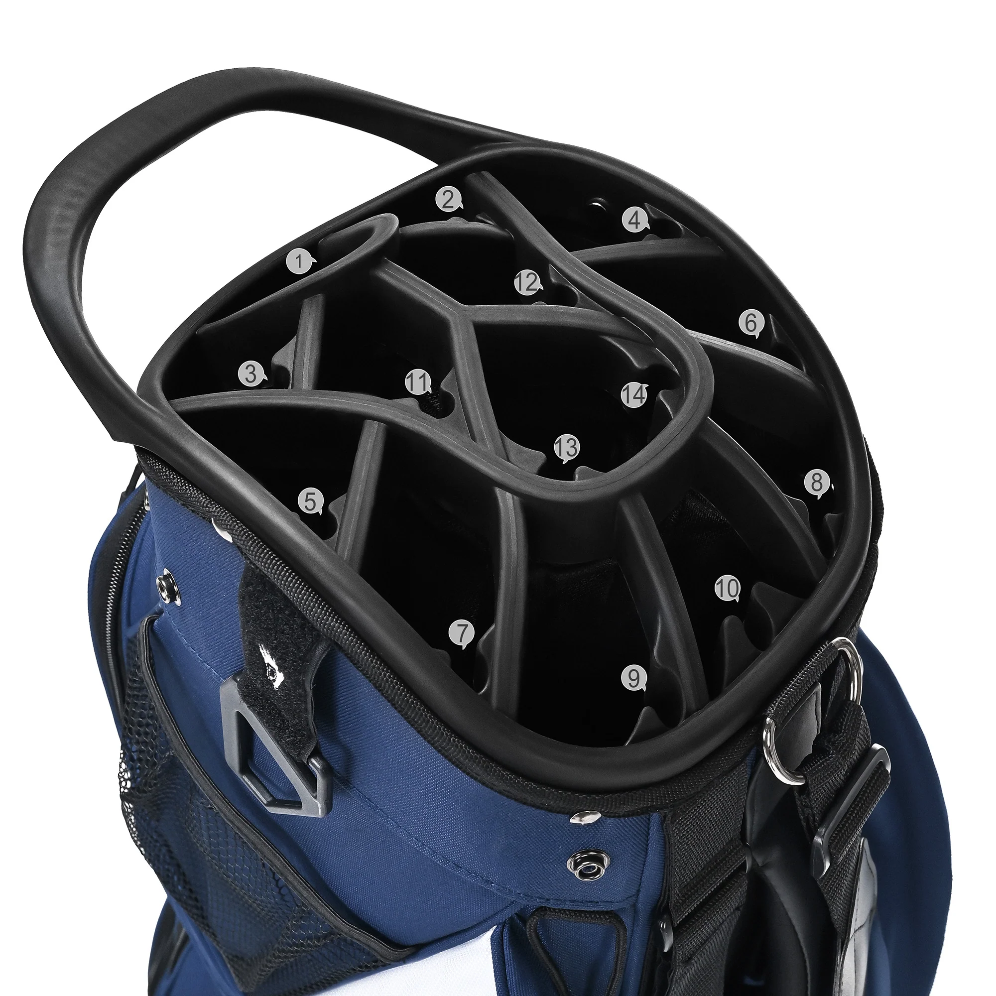 Silent 001 Quiet & Anti-Collision 14 Way Organizer Dividers‌ Golf Cart Bag-Blue Red