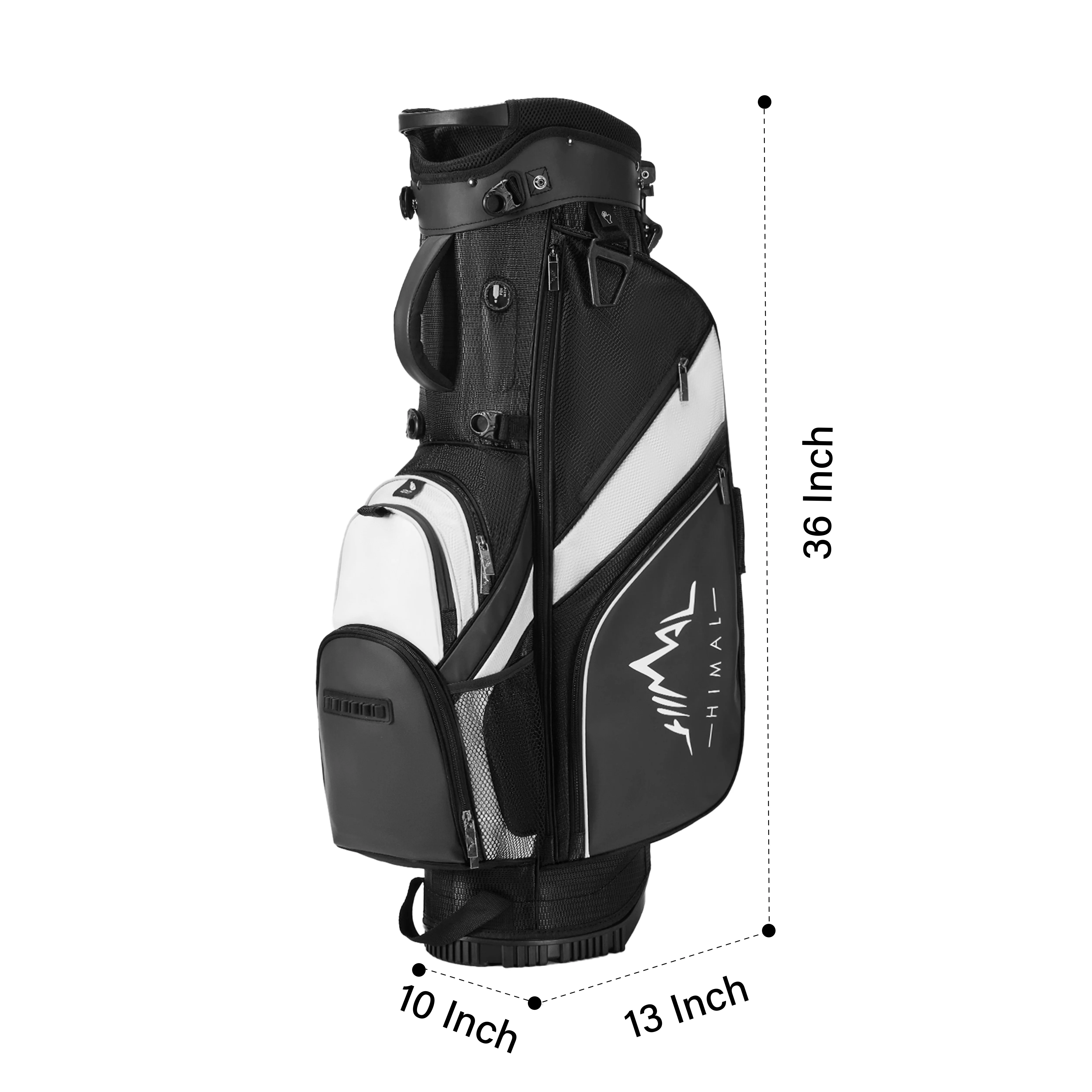 Golf Stand Bag with 4 Way Top Dividers-Black White