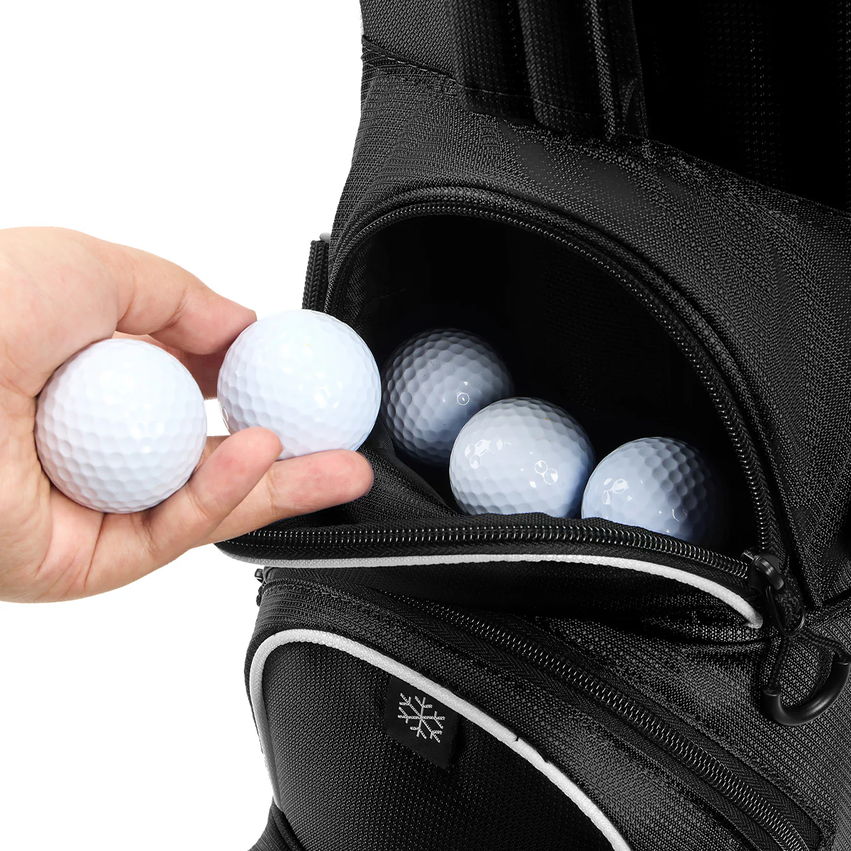 4-Way Full-Length Golf Stand Bag-Pure Black White