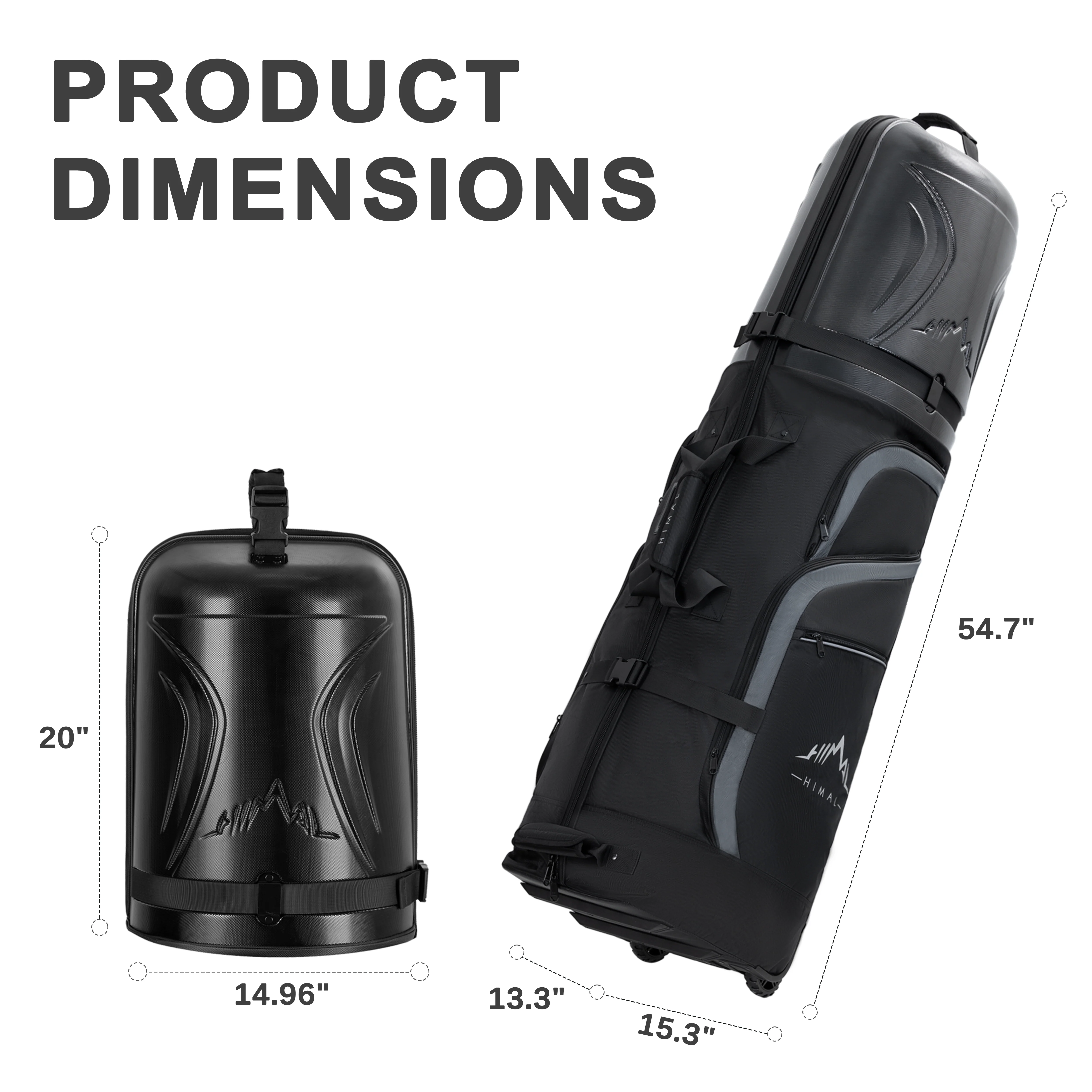 Heavy Duty Oxford Fabric Golf Travel Bag with Hard Case Top-Classic Black