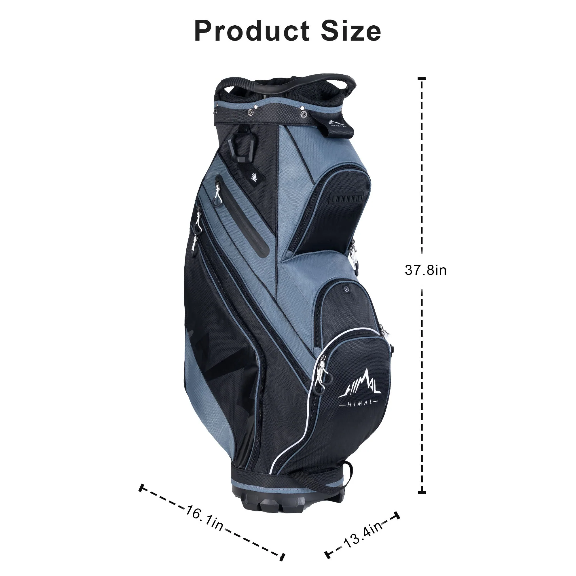 14-Way Golf Cart Bag with Organizer Divider-Black Foggy Blue