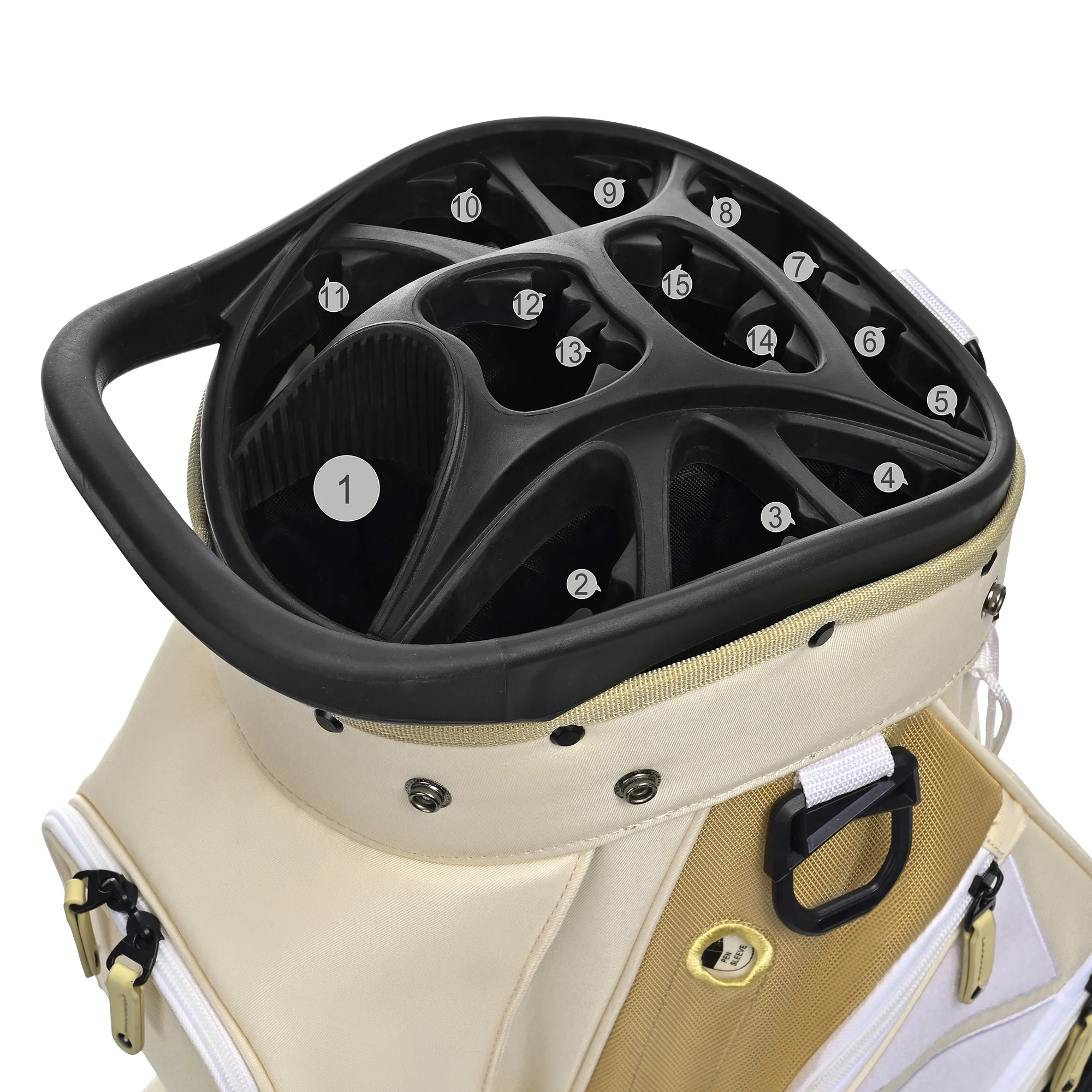 Silent 002 Quiet & Anti-Collision 15 Way Organizer Dividers Golf Cart Bag-Beige