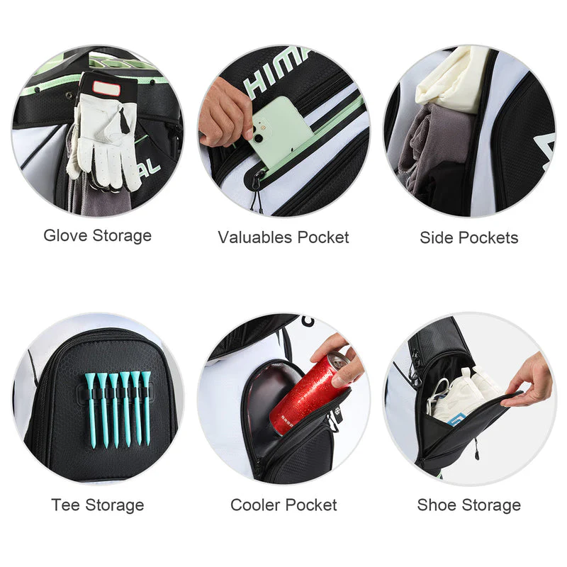 14-Way Full Length Premium Golf Cart Bag-Black White